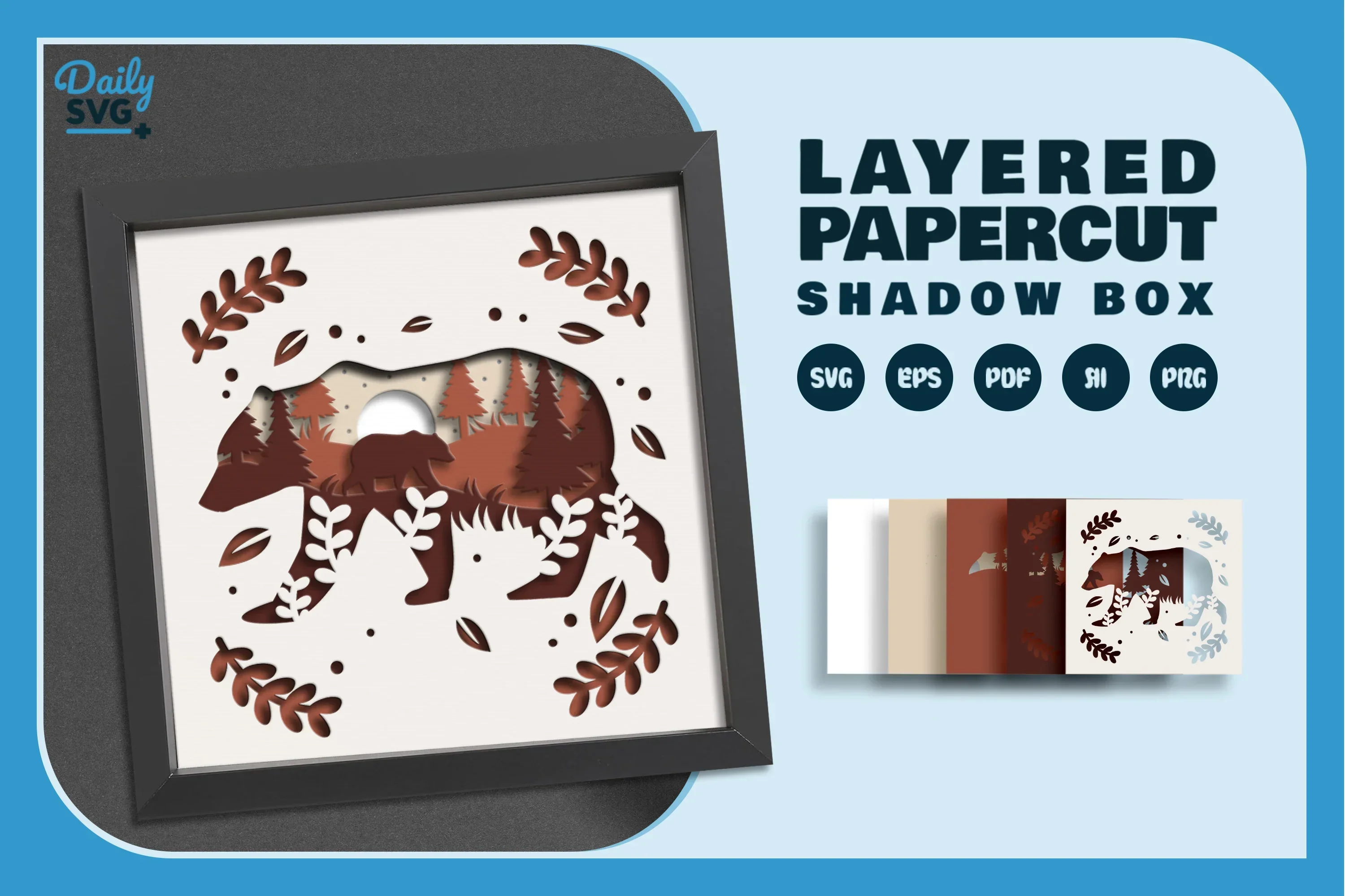 Nature Bear Papercut SVG Bundle - Image 2