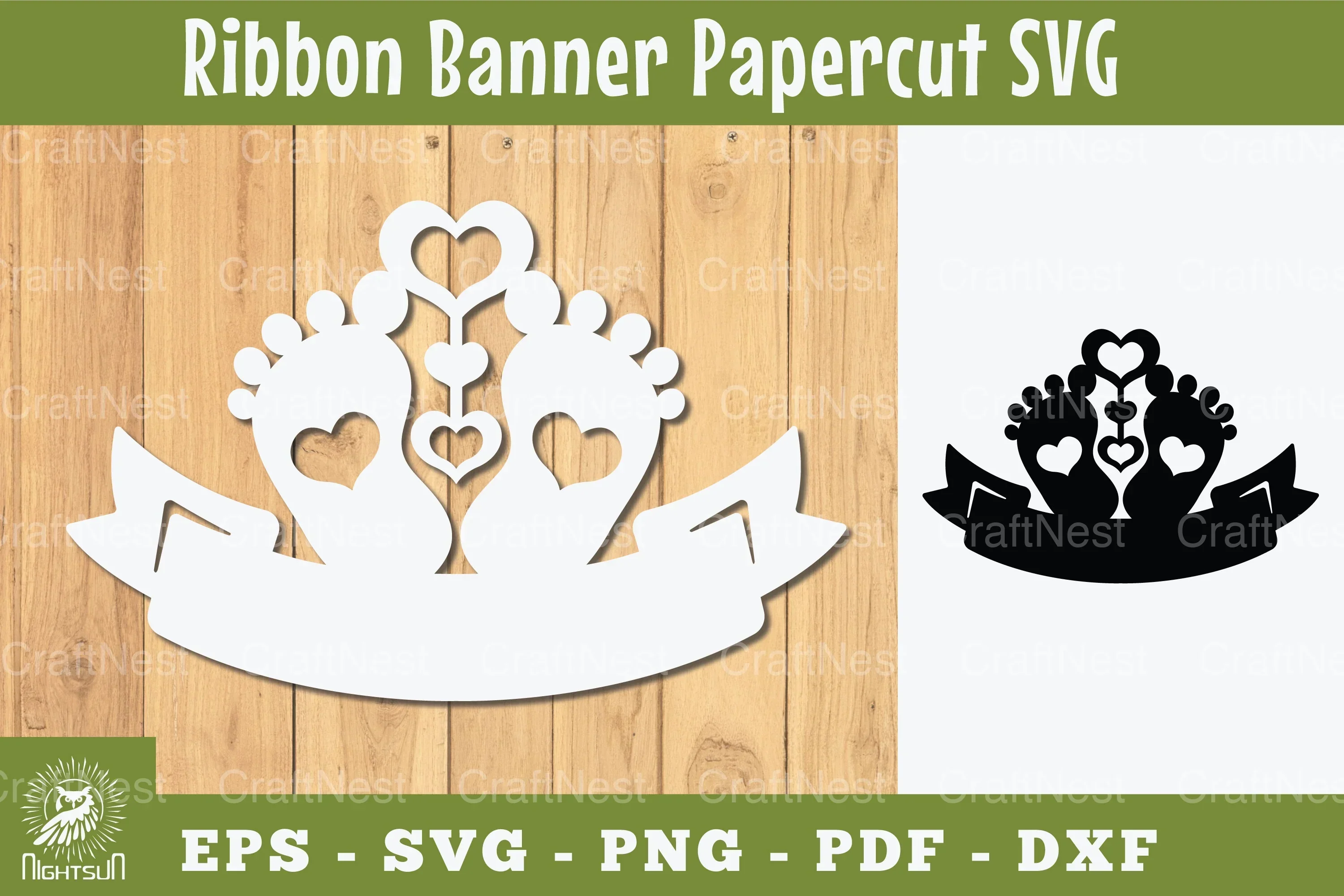 New Baby Ribbon Banner Papercut Clipart Bundle