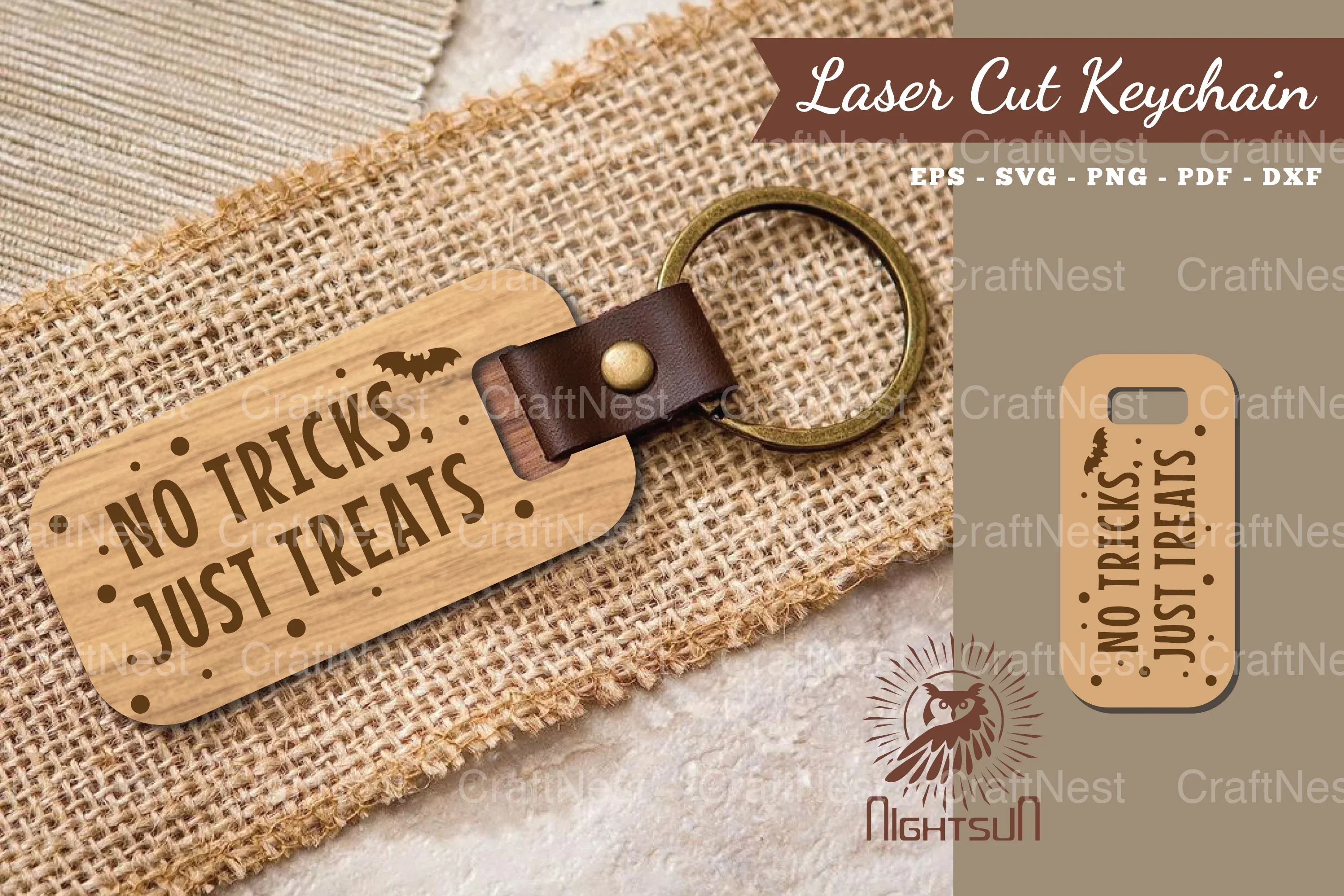 No Tricks Just Treat Laser Cut Keychain Design