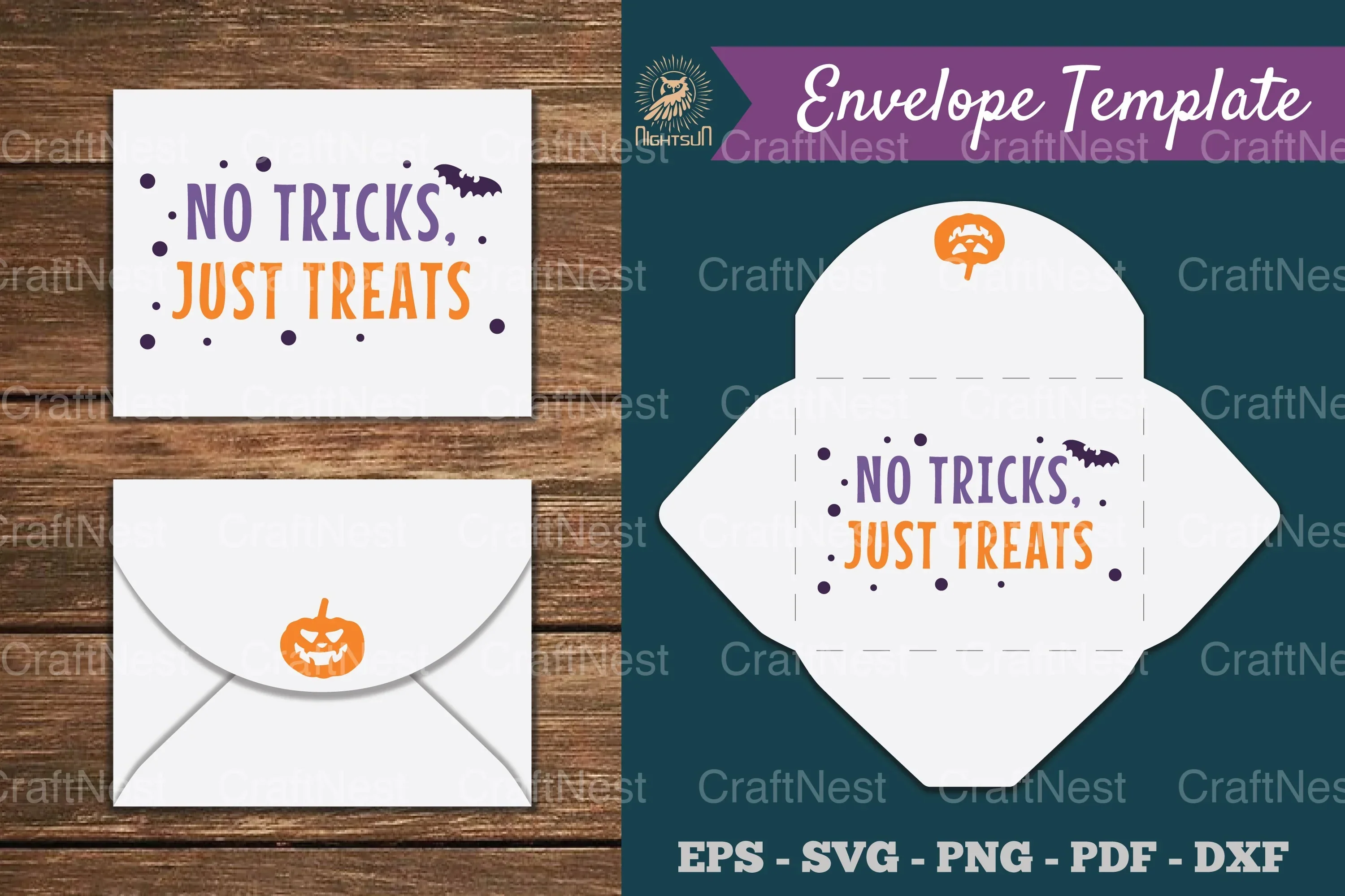 No Tricks Just Treats Envelope Template SVG Bundle