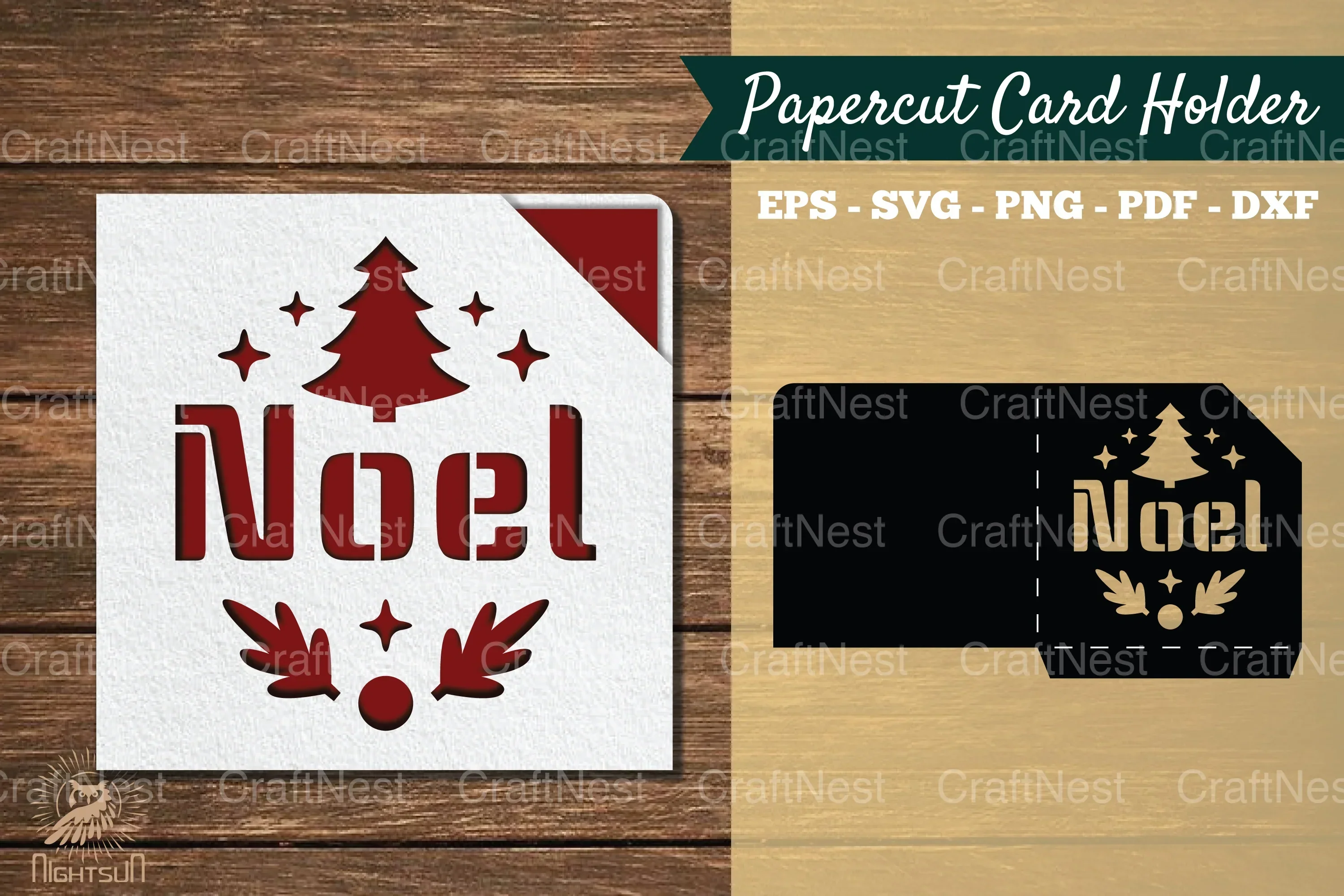 Noel Papercut Card Holder Clipart Bundle