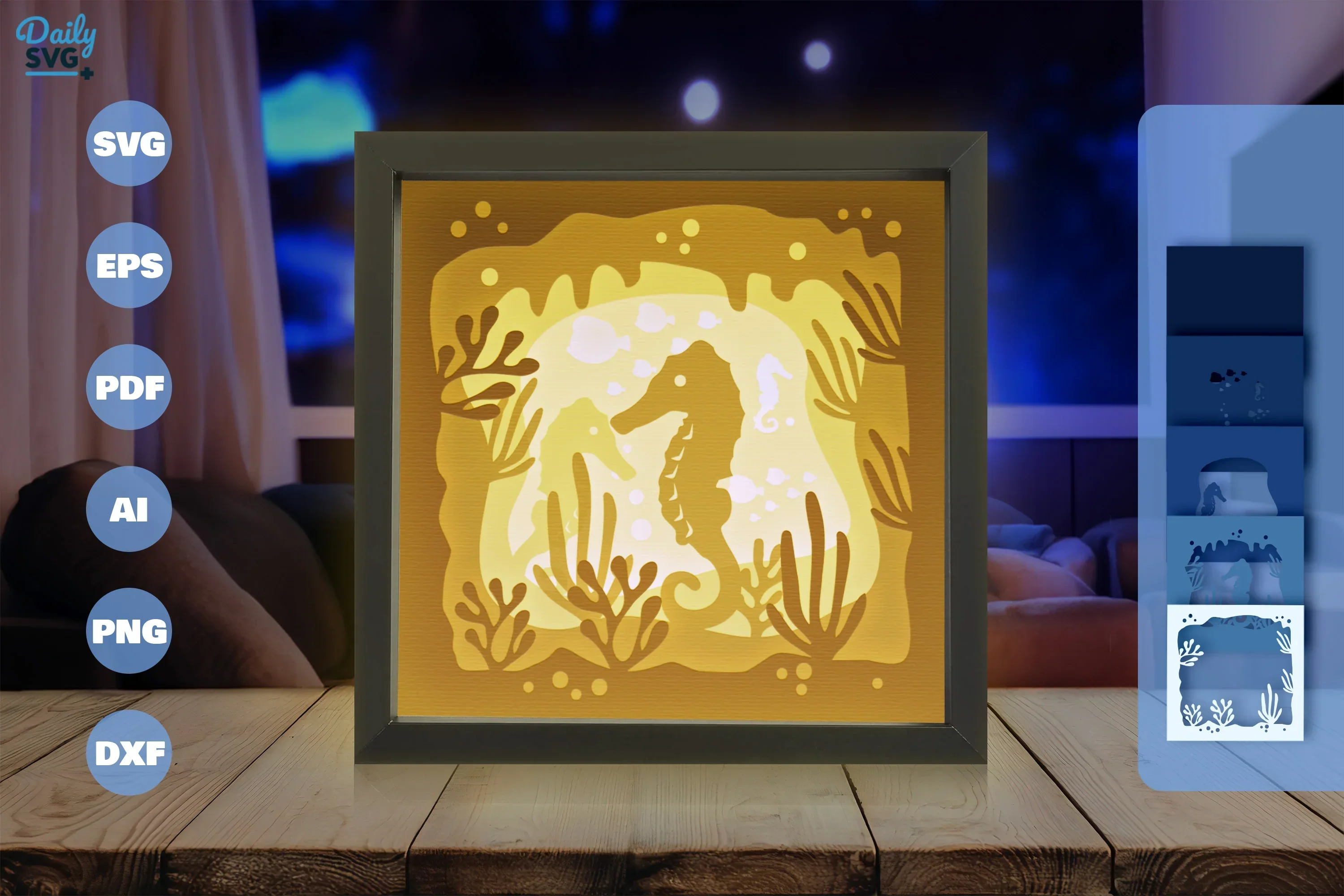 Ocean Seahorse Papercut SVG Bundle - Image 3