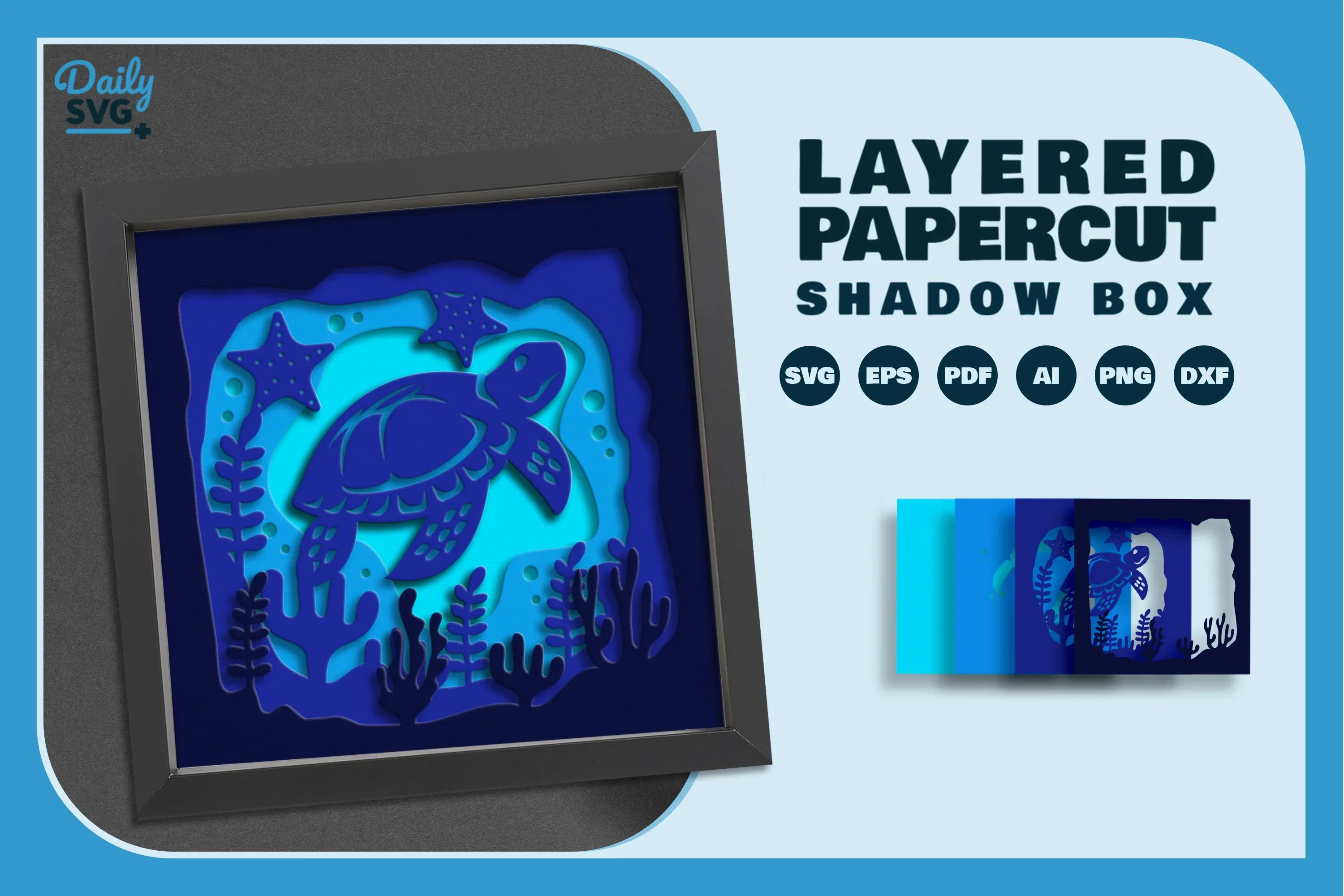 Ocean Turtle Papercut SVG Bundle - Image 2