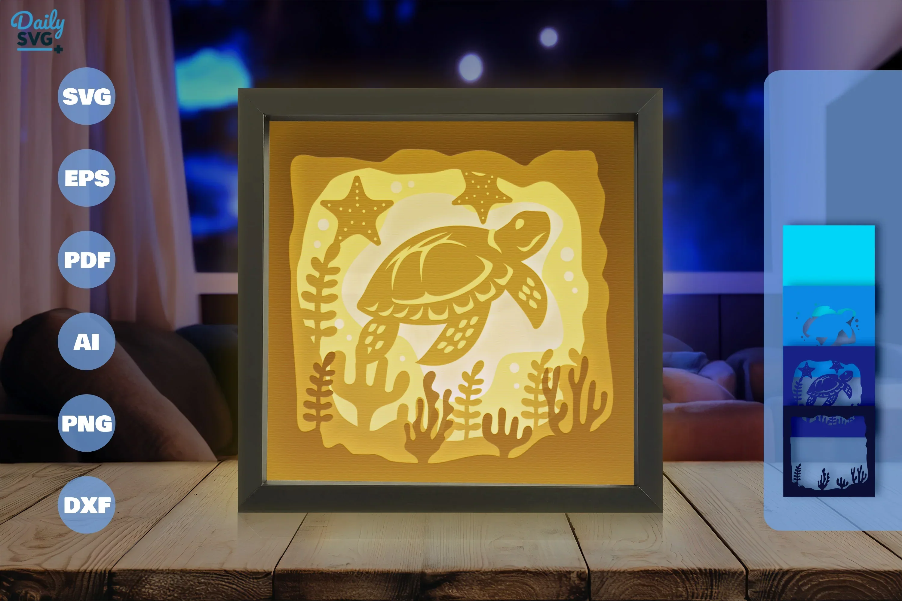 Ocean Turtle Papercut SVG Bundle - Image 3