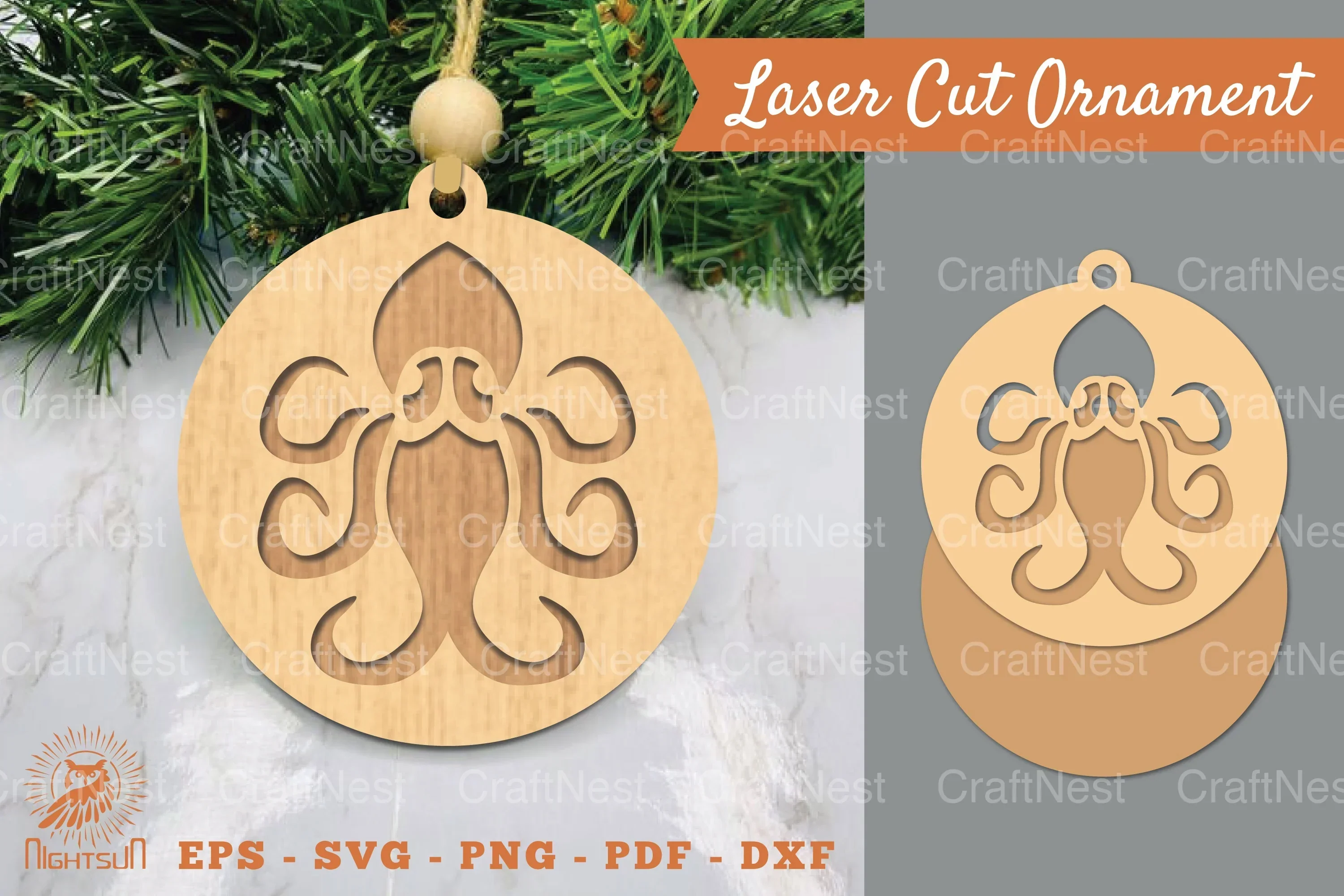 Octopus Laser Cut Ornament Clipart Bundle
