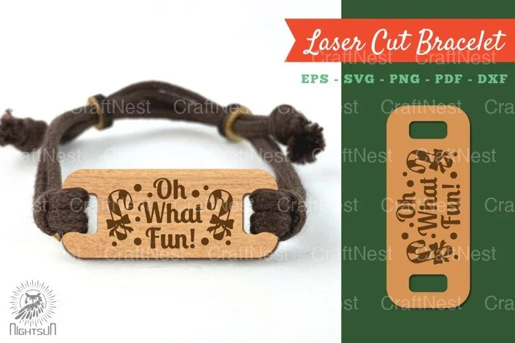 Oh What Fun Laser Cut Bracelet SVG Design Bundle