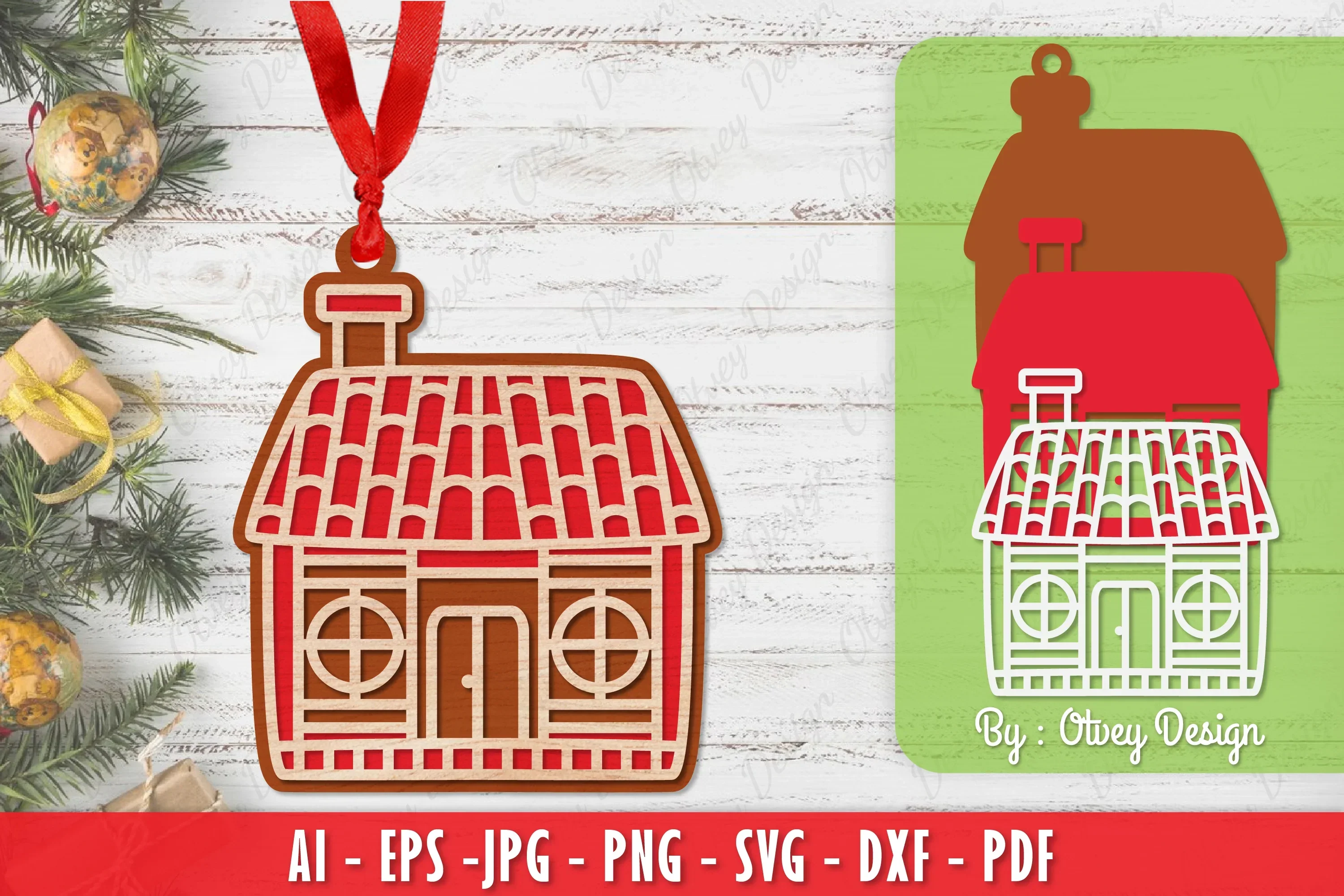 Ornament Gingerbread House Laser Cut SVG Bundle