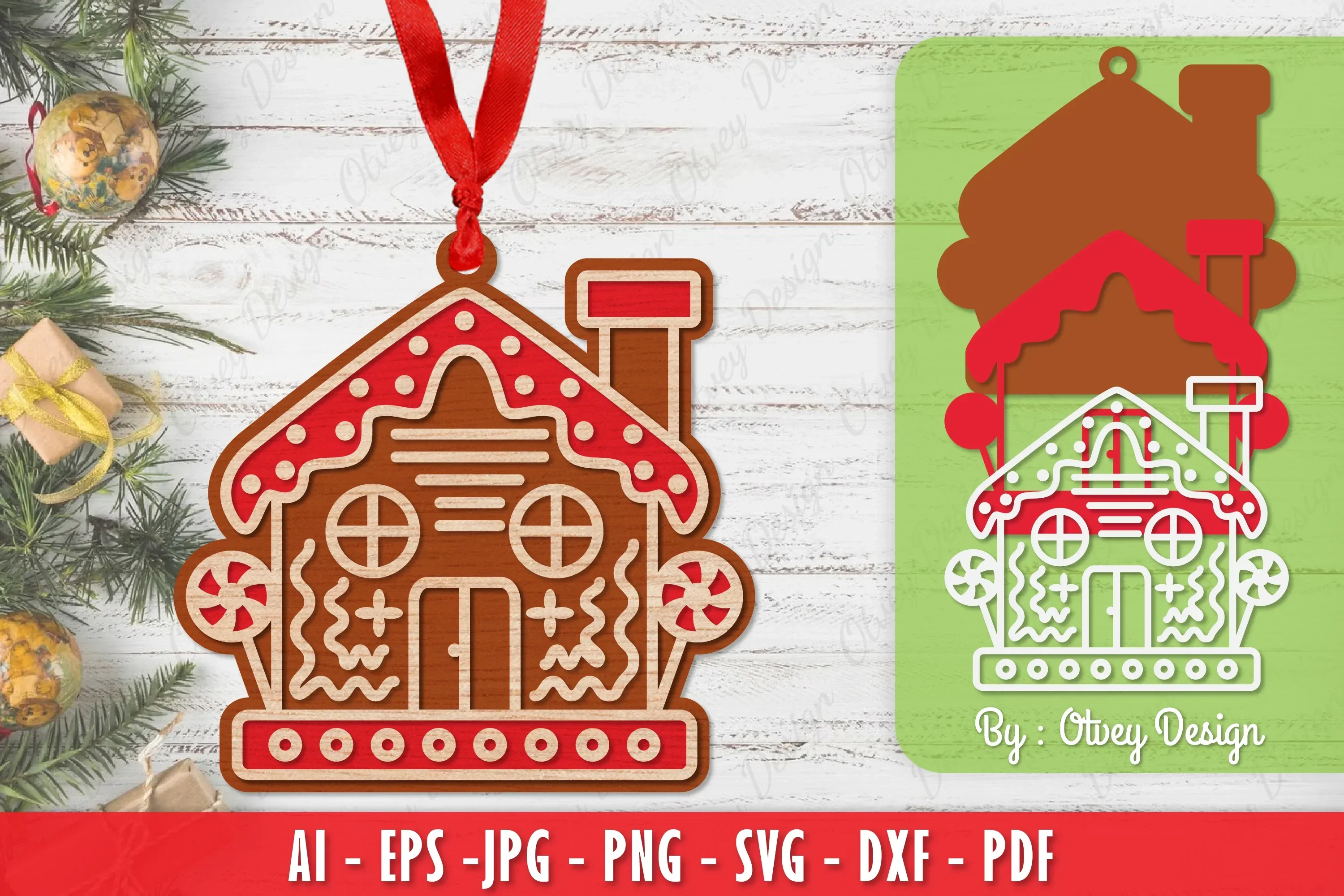 Ornament Gingerbread House Laser Cut SVG Bundle