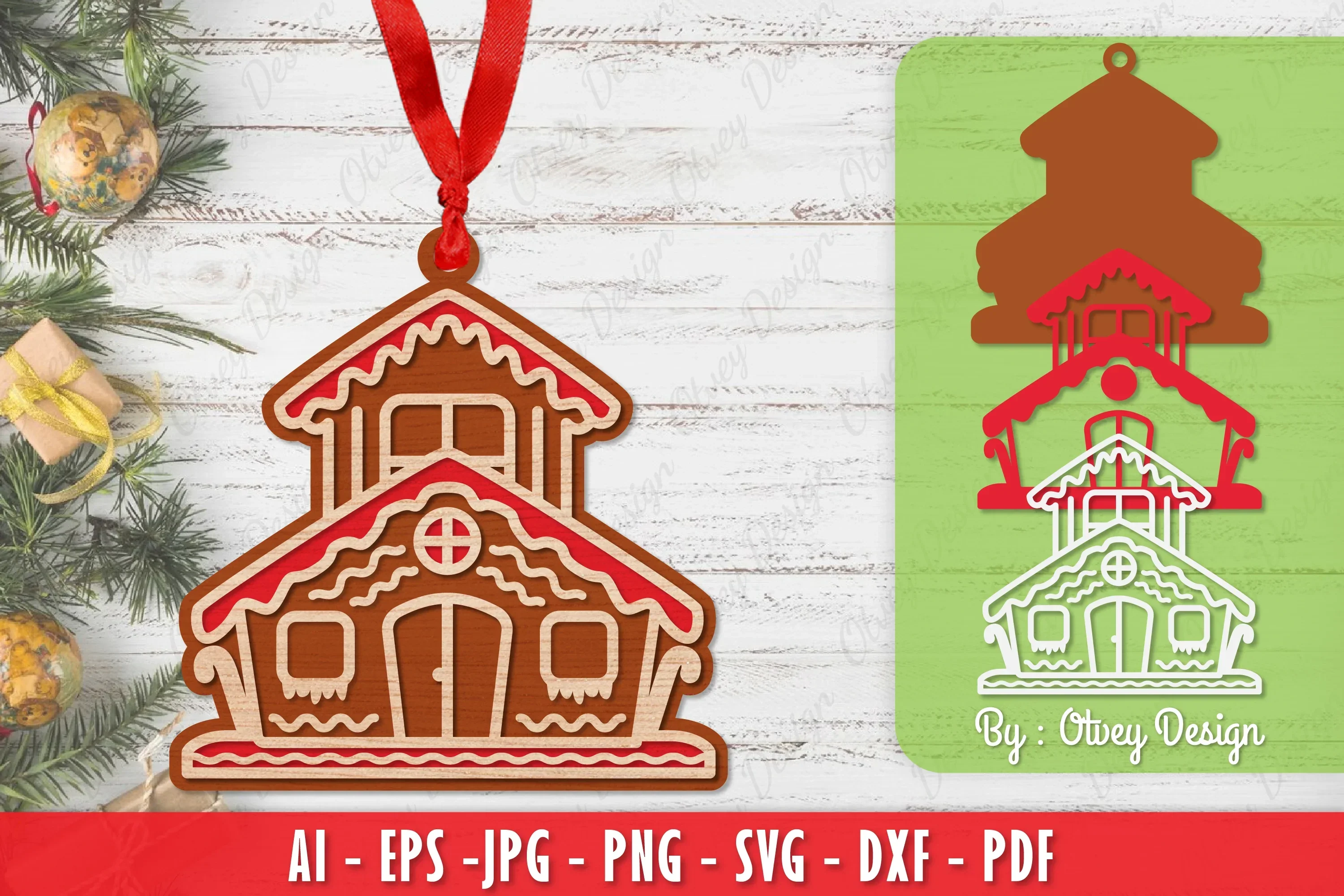 Ornament Gingerbread House Laser Cut SVG Bundle