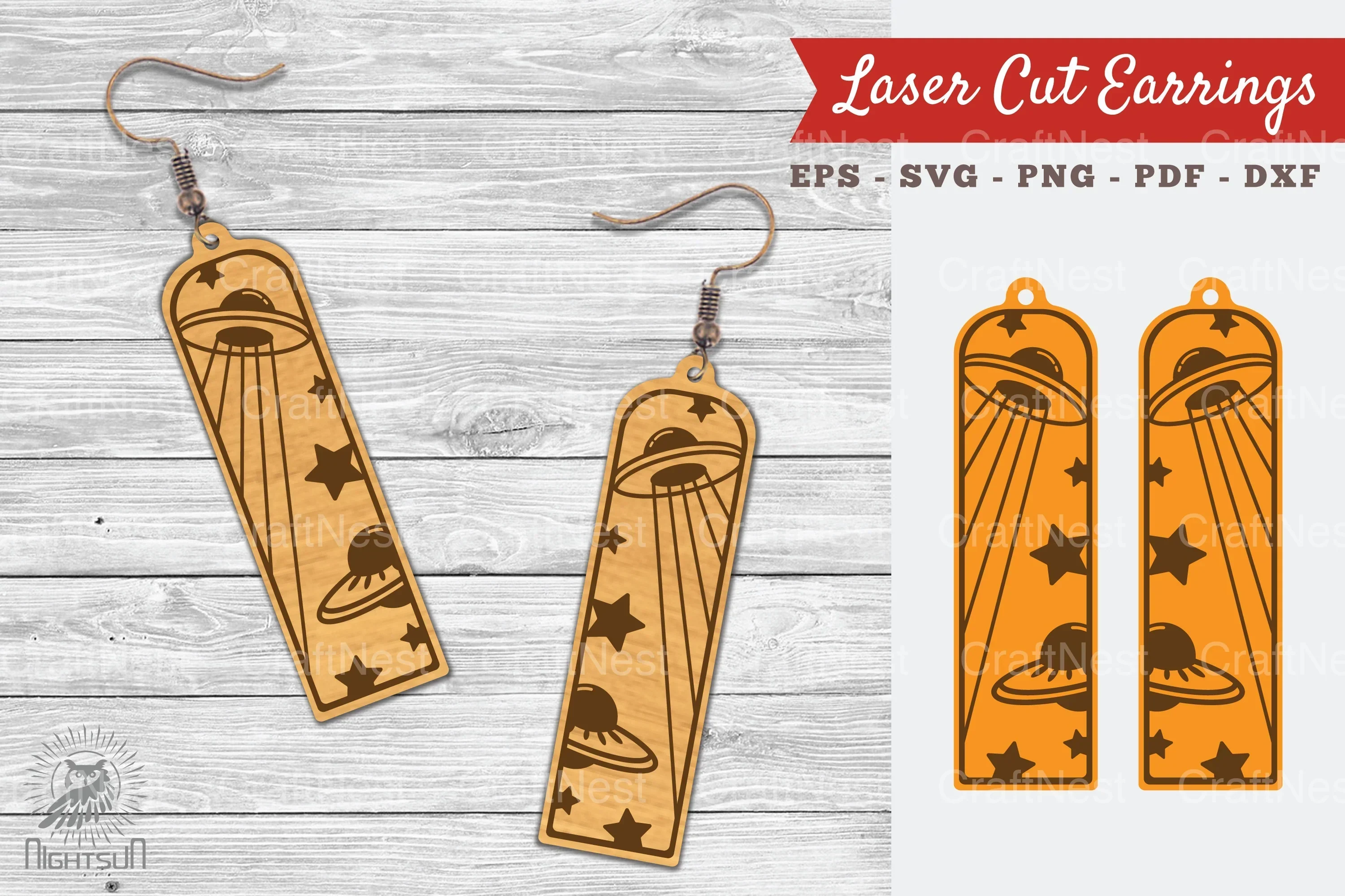 Outer Space Laser Cut Earrings SVG Bundle