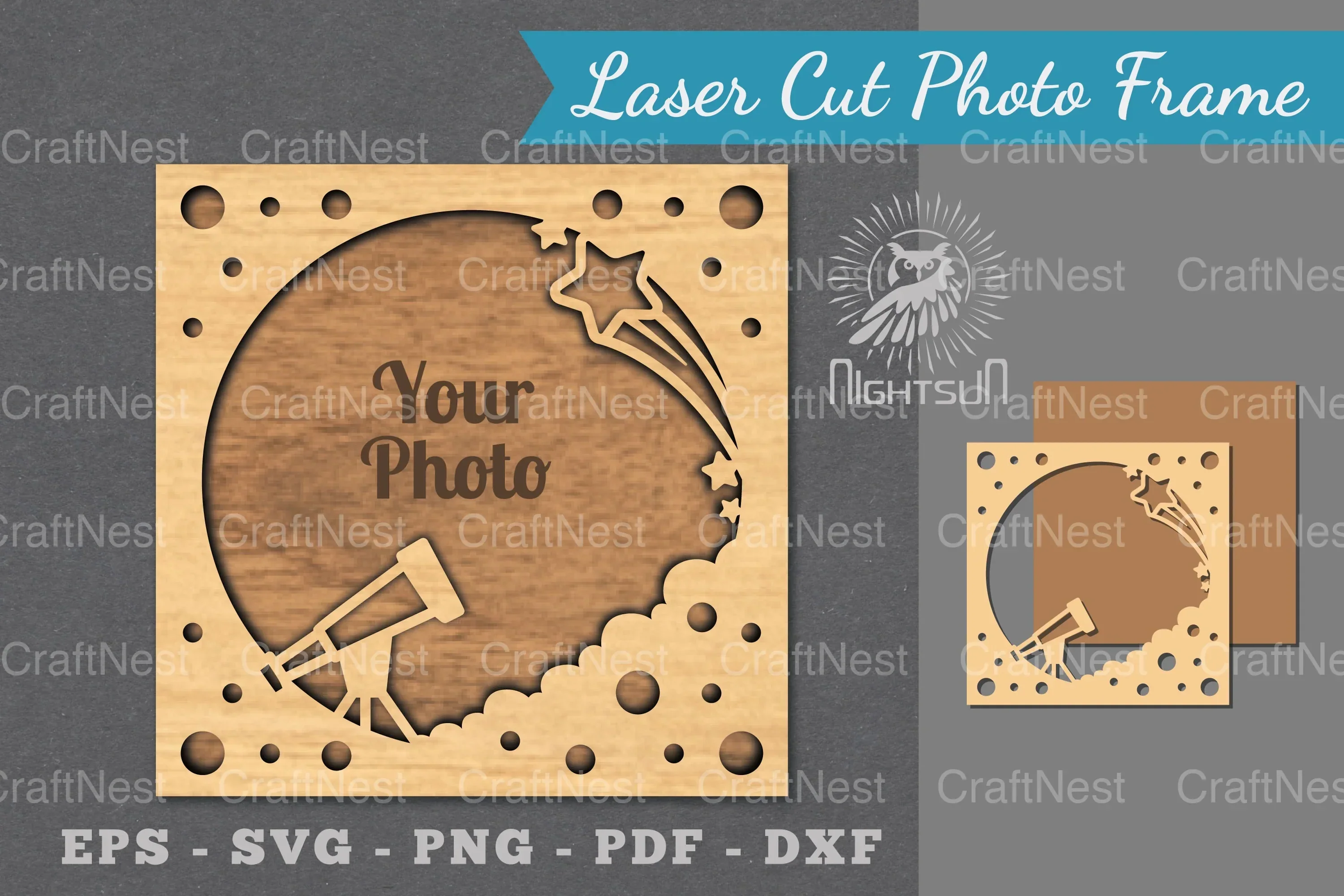 Outer Space Laser Cut Photo Frame Clipart Bundle