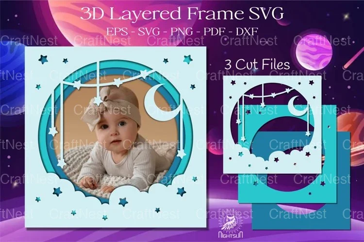 Outer Space Layered Frame Clipart Bundle