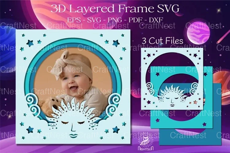 Outer Space Layered Frame SVG Bundle