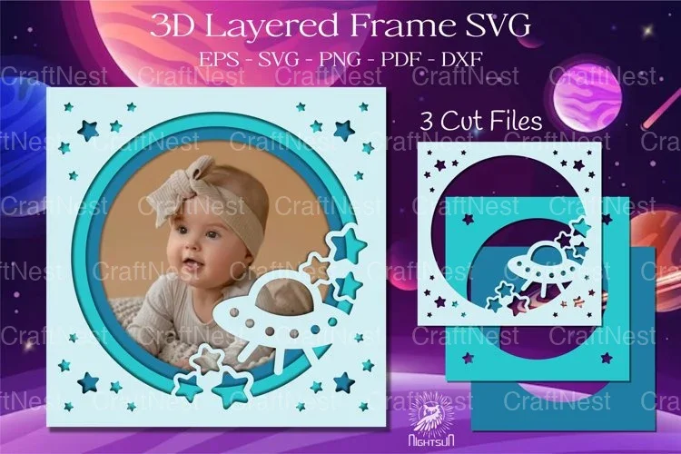 Outer Space Layered Frame SVG Bundle
