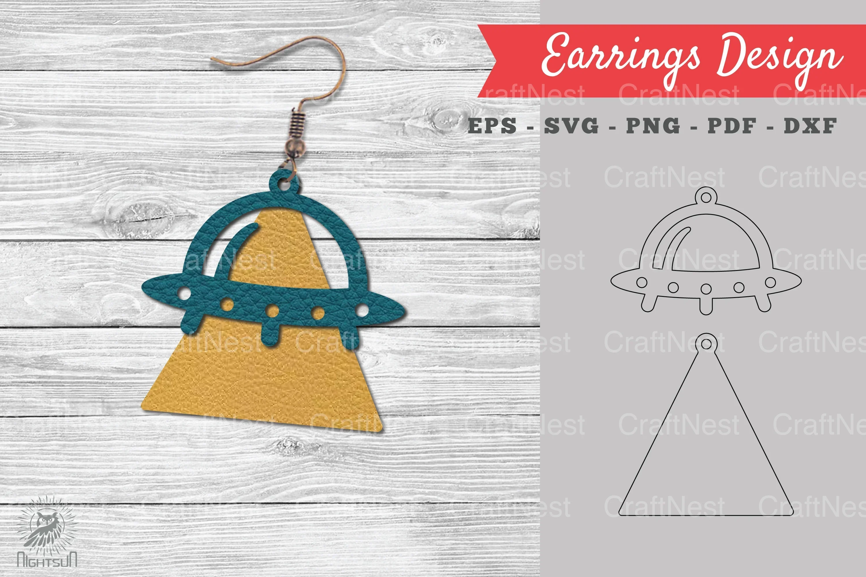 Outer Space Leather Earring Design Clipart Bundle