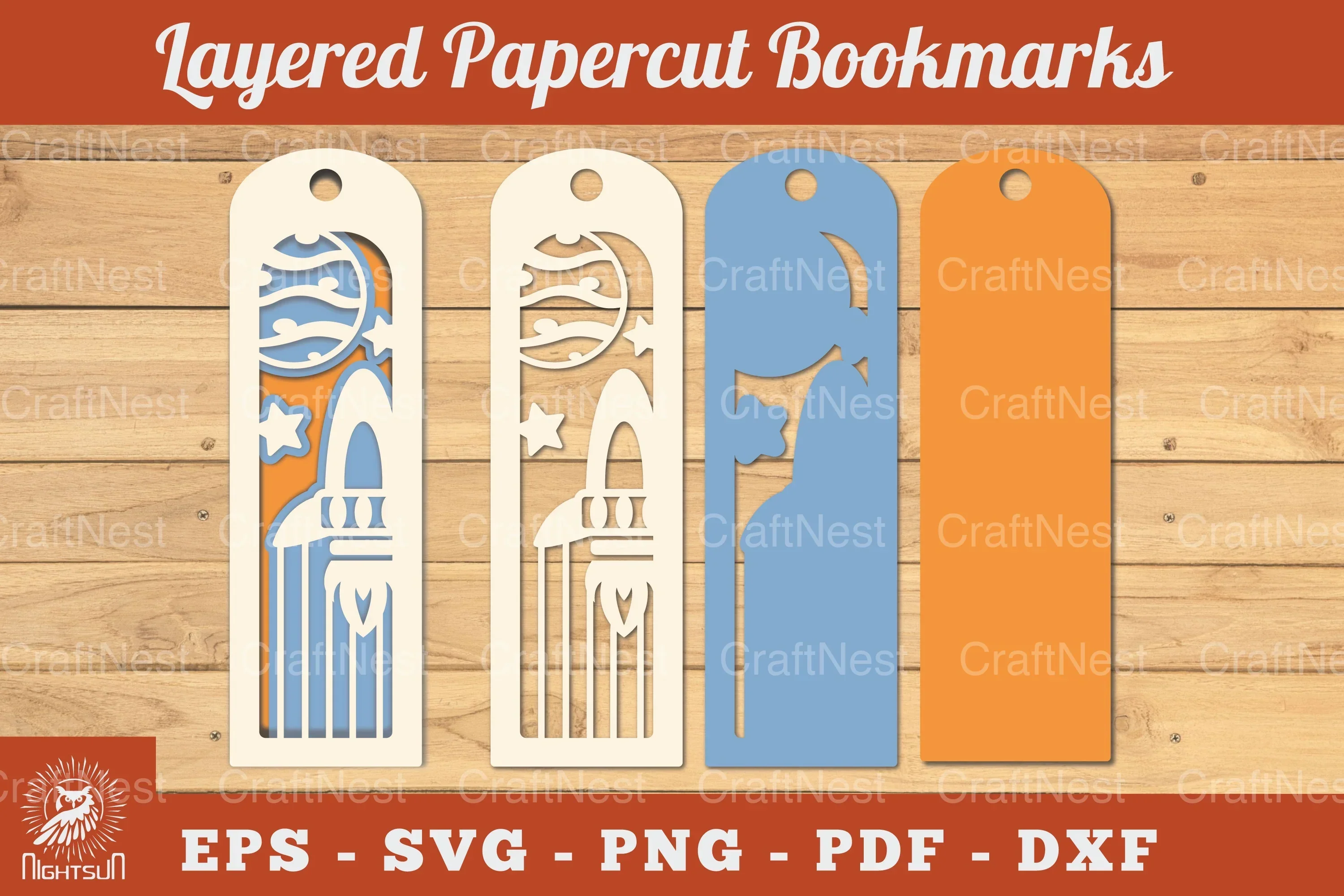Outer Space Papercut Bookmark SVG Bundle