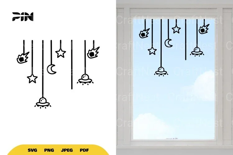 Outer Space Window Decal Clipart Bundle