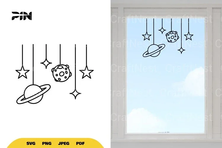 Outer Space Window Decal Clipart Bundle