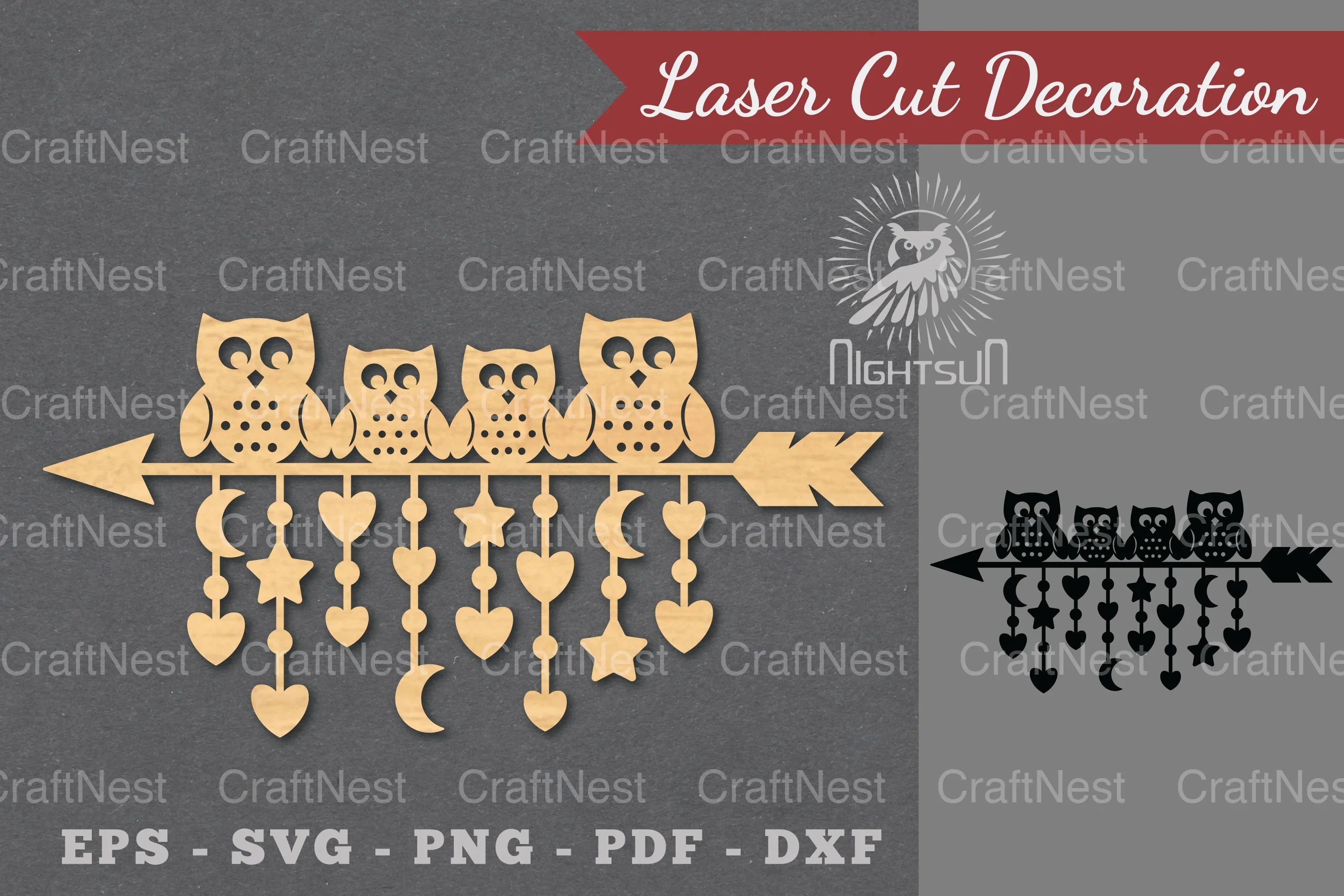 Owl Arrow Laser Cut Decoration Clipart Bundle