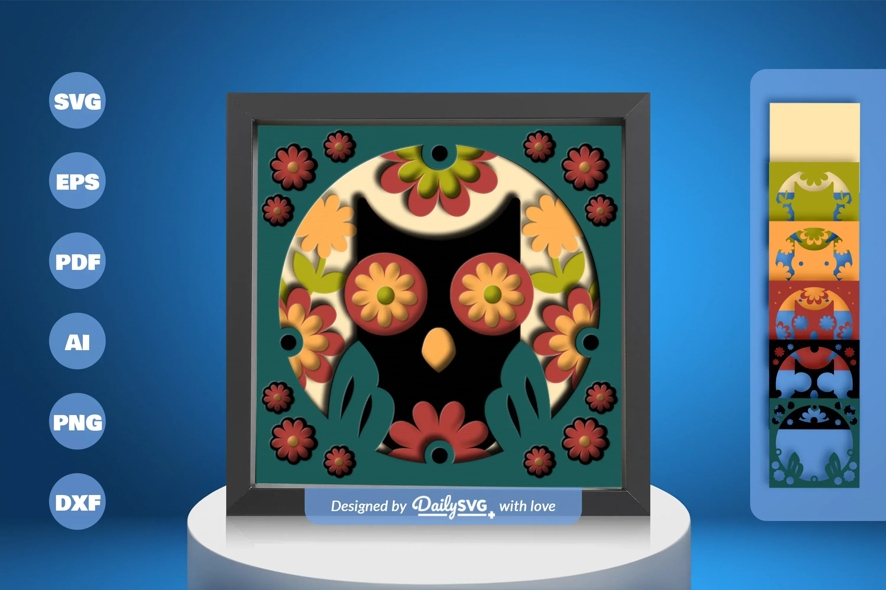 Owl Folk Art Papercut SVG Bundle
