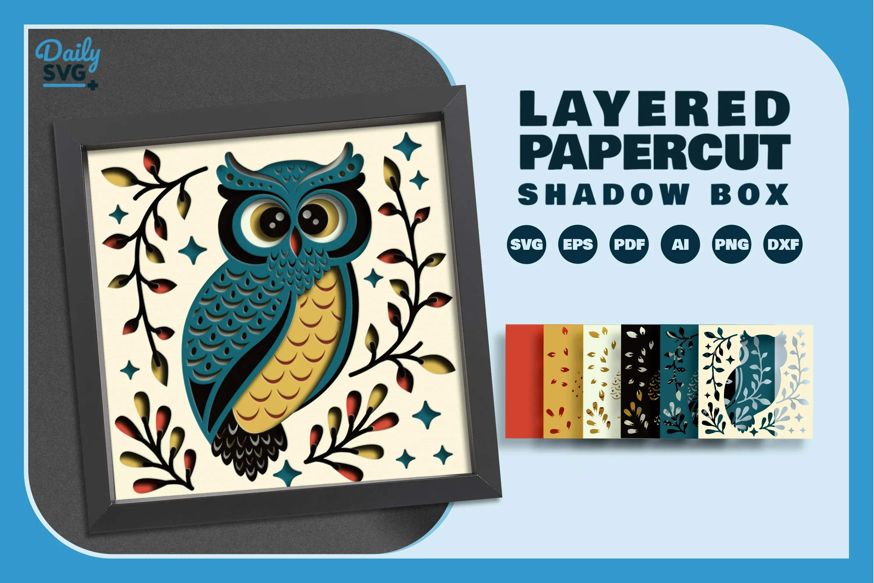 Owl Folk Art Papercut SVG Bundle - Image 2