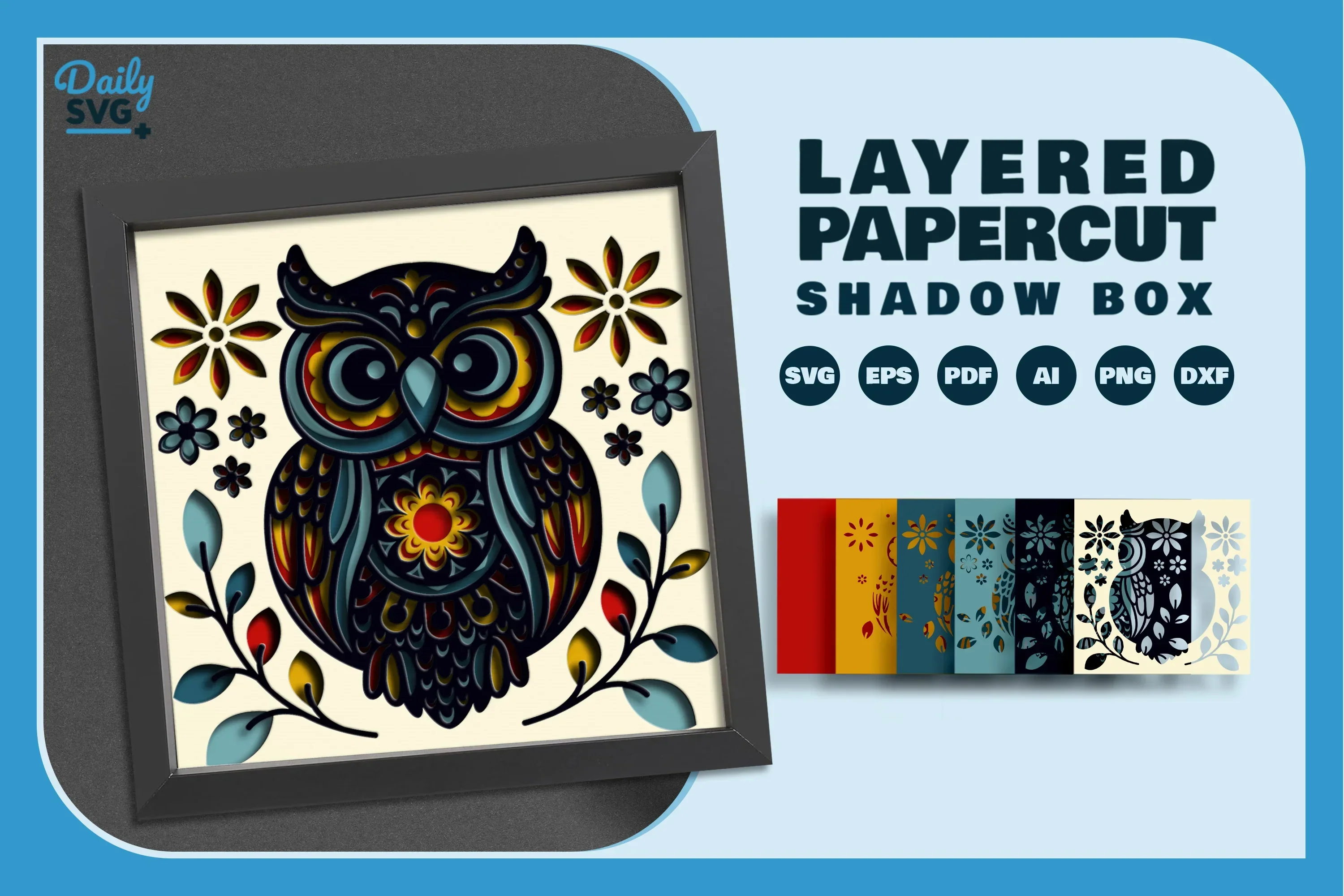 Owl Folk Art Papercut SVG Bundle - Image 2