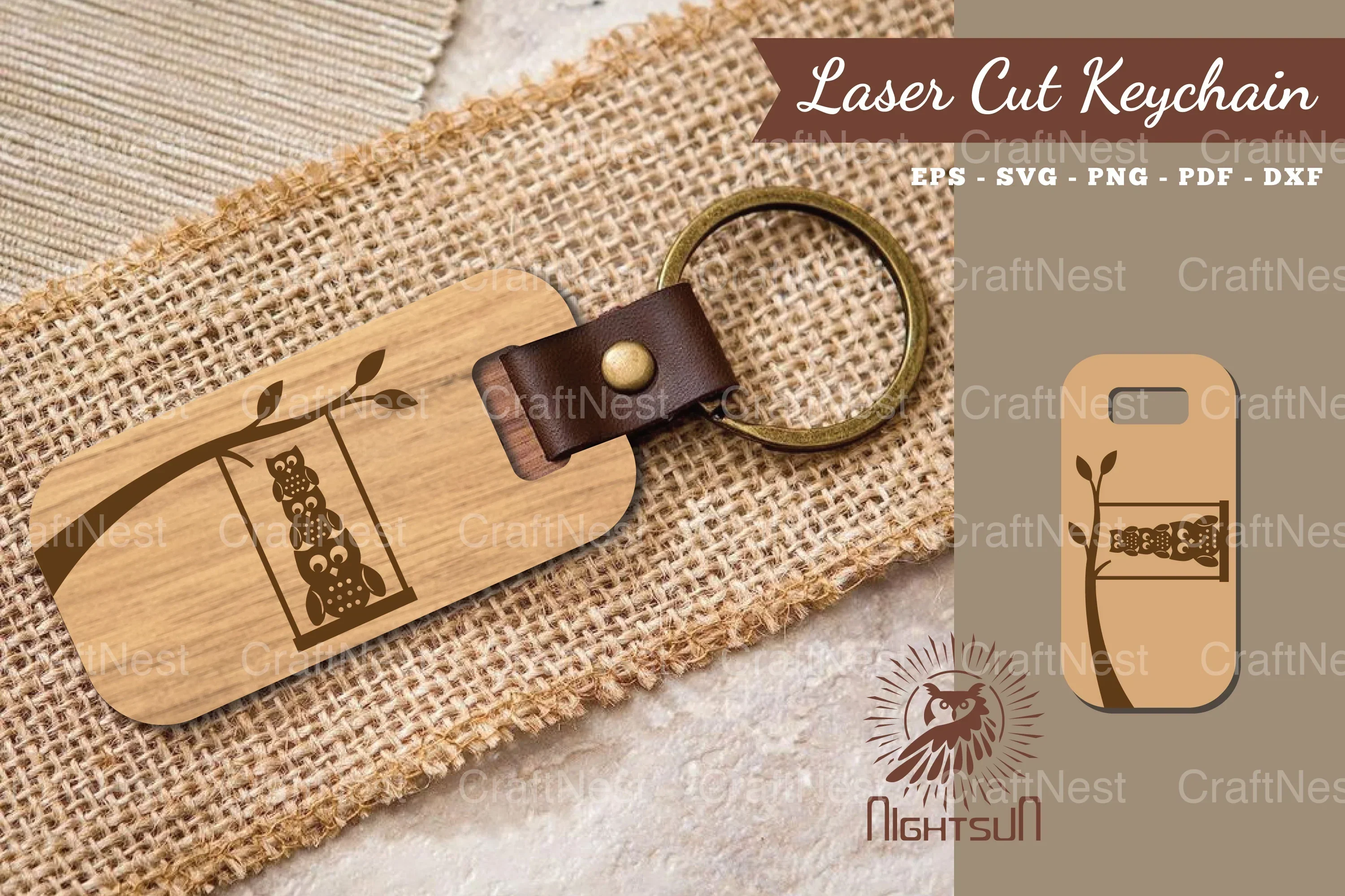 Owl Laser Cut Keychain Clipart Bundle