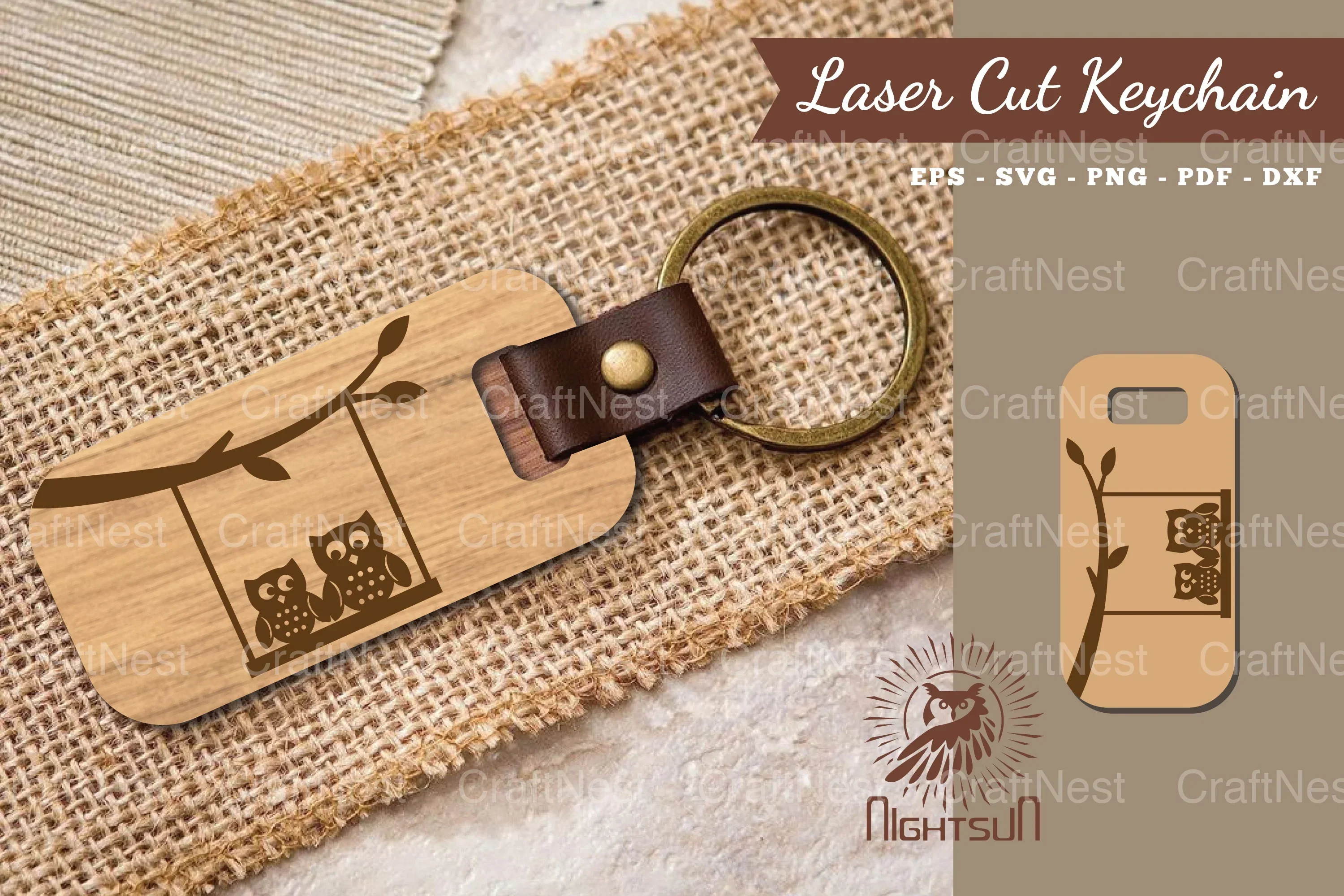 Owl Laser Cut Keychain Clipart Bundle