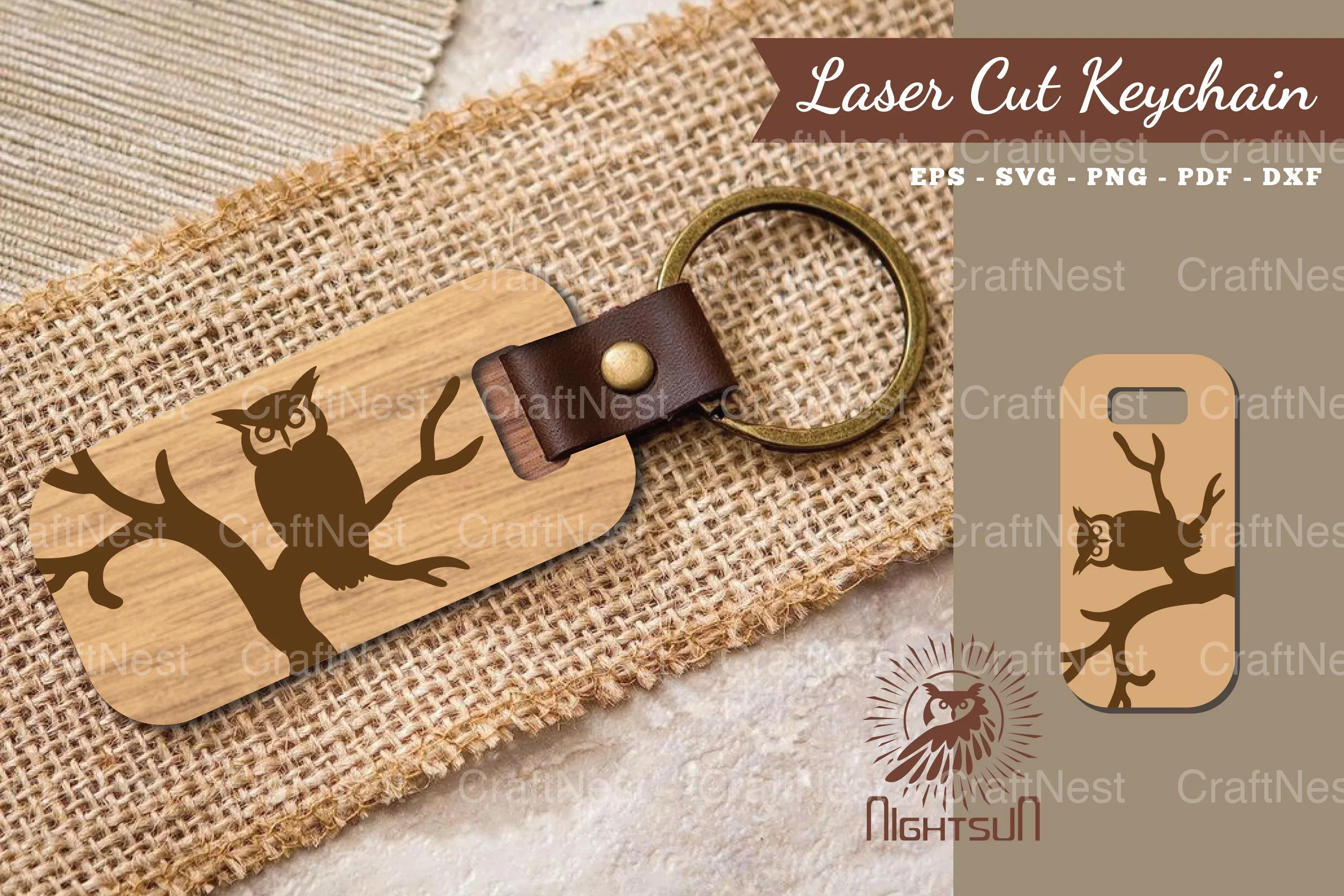 Owl Laser Cut Keychain Design Bundle