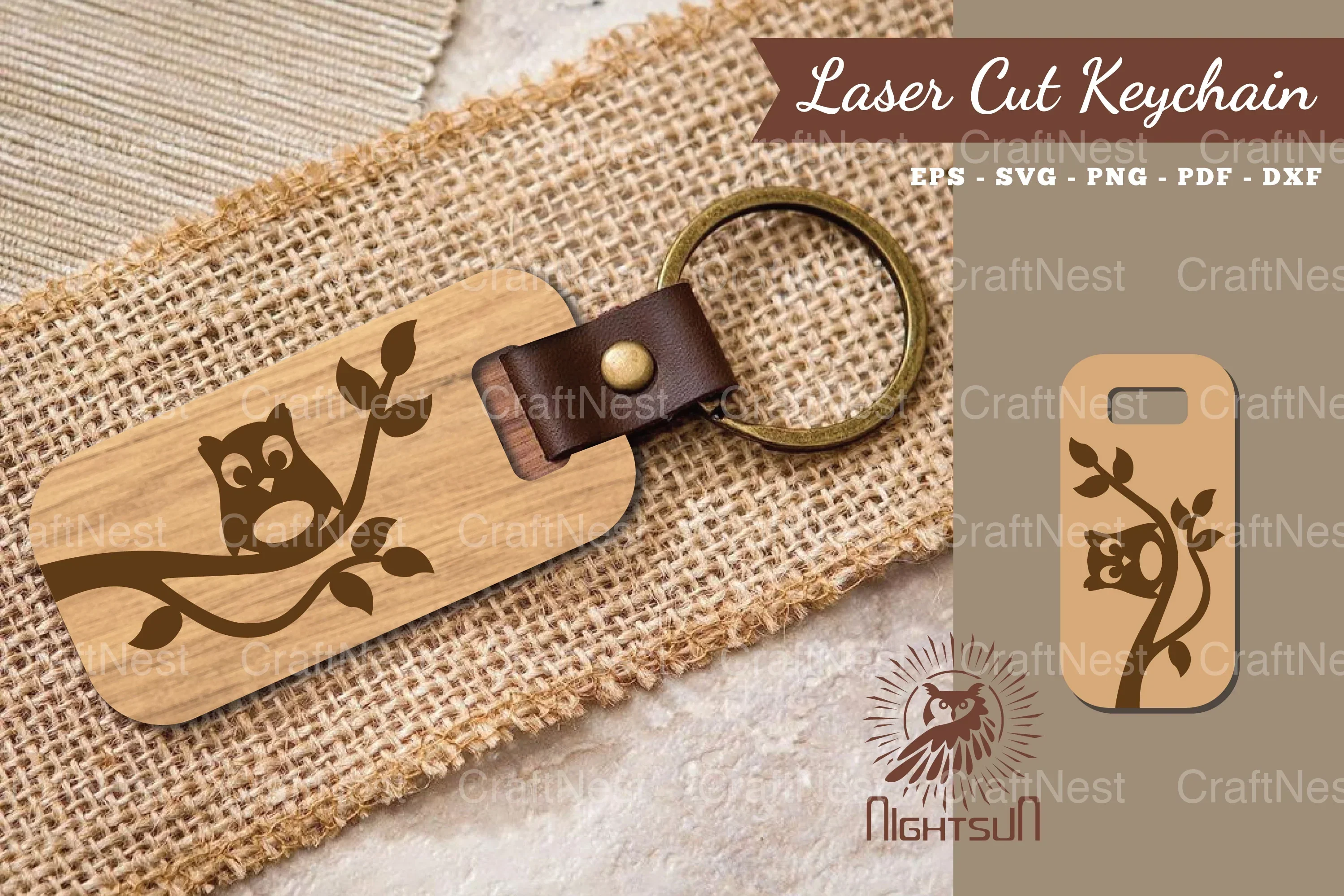 Owl Laser Cut Keychain SVG Bundle