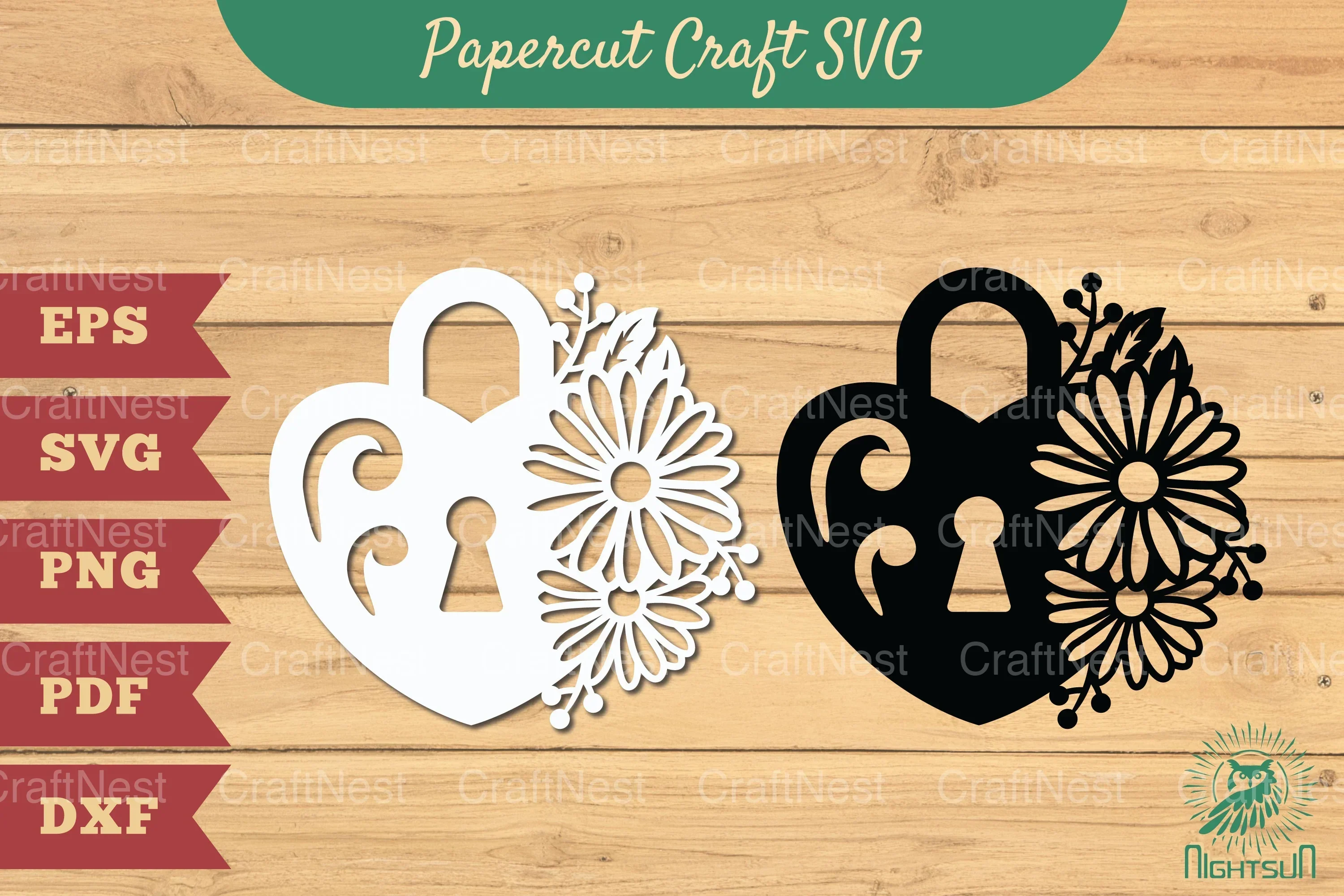 Padlock with Flower Papercut SVG Bundle
