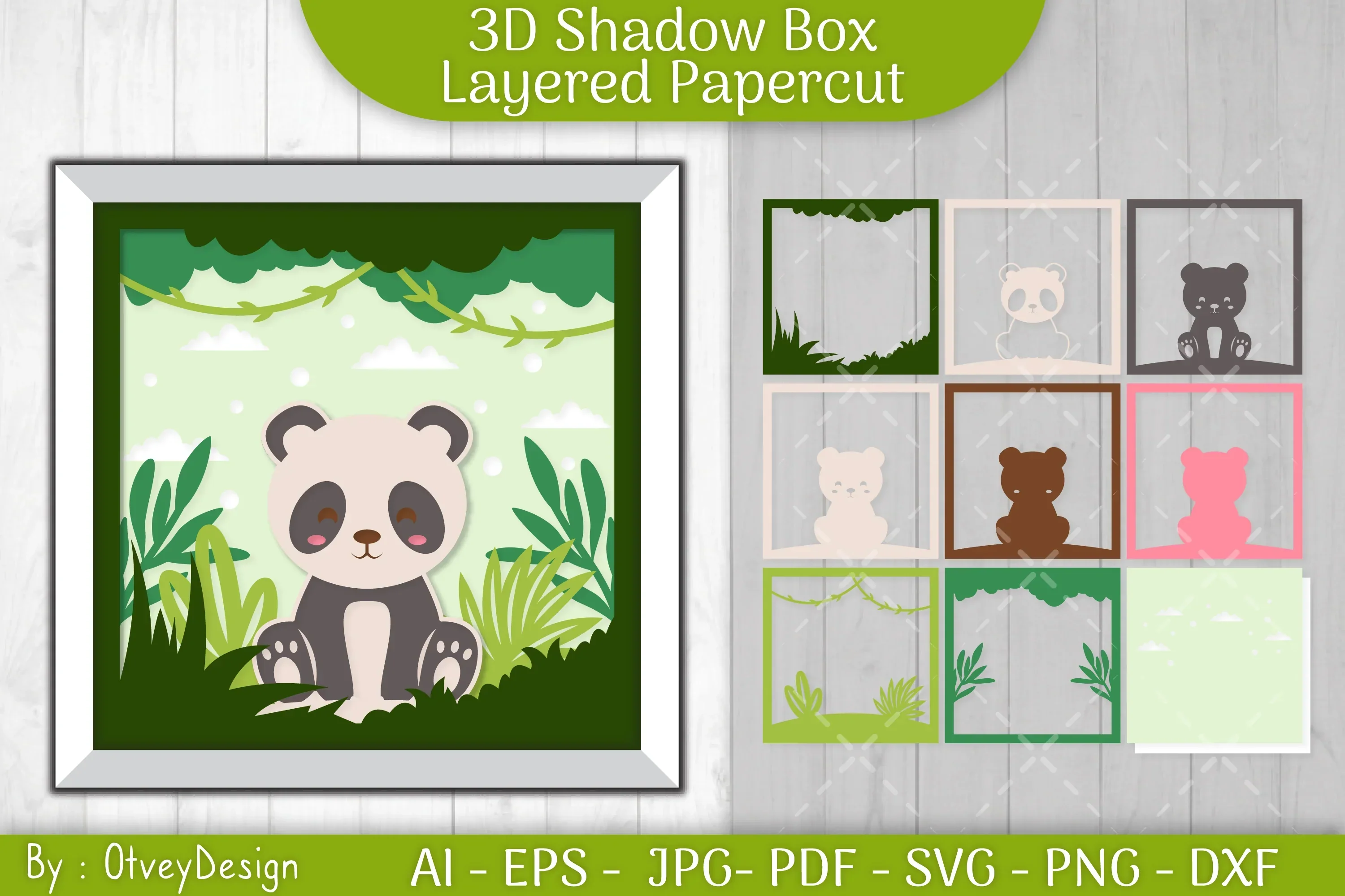 Panda Animals Shadow Box Layered Papercut SVG Bundle - Image 2