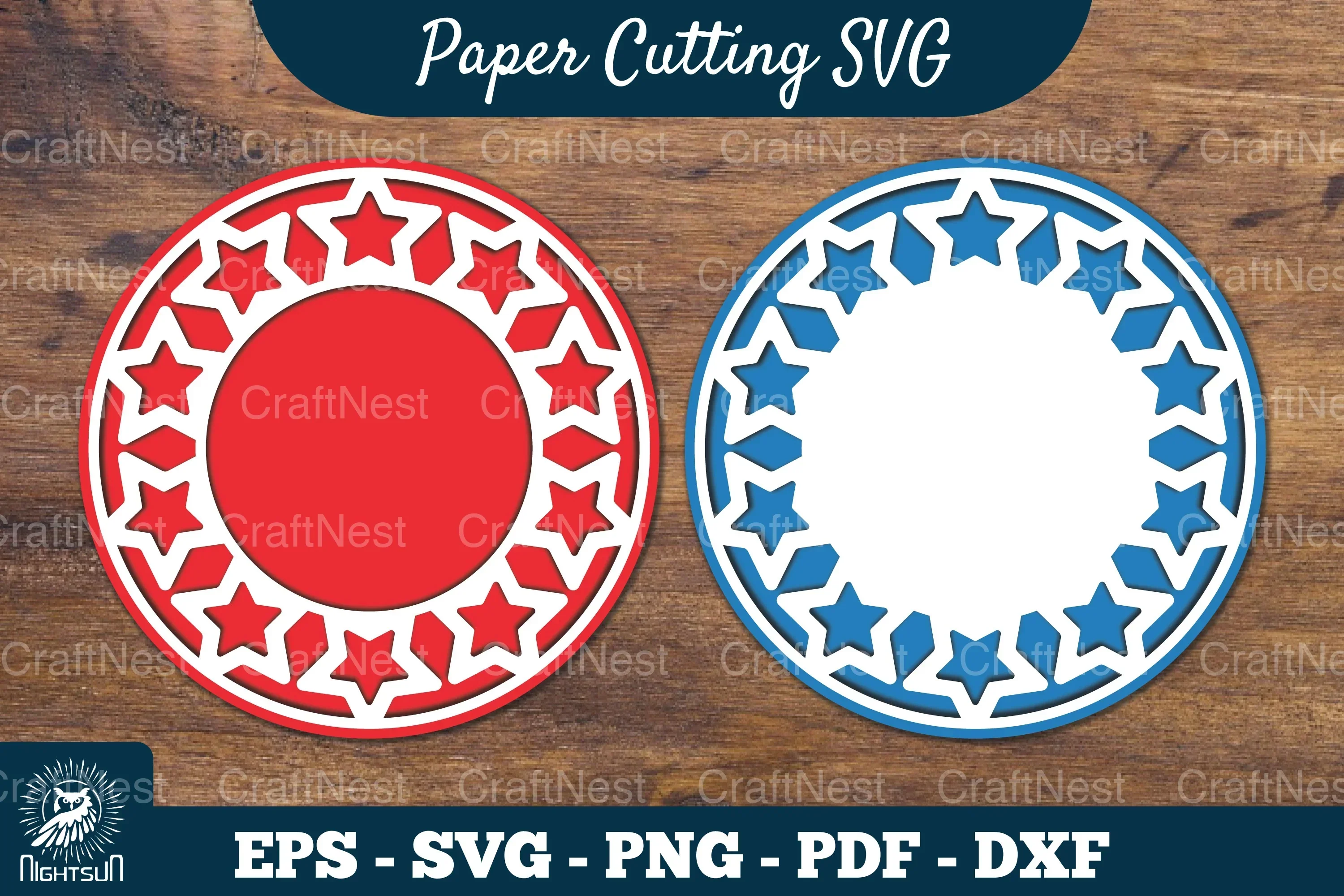 Papercut Circle Stars SVG Bundle