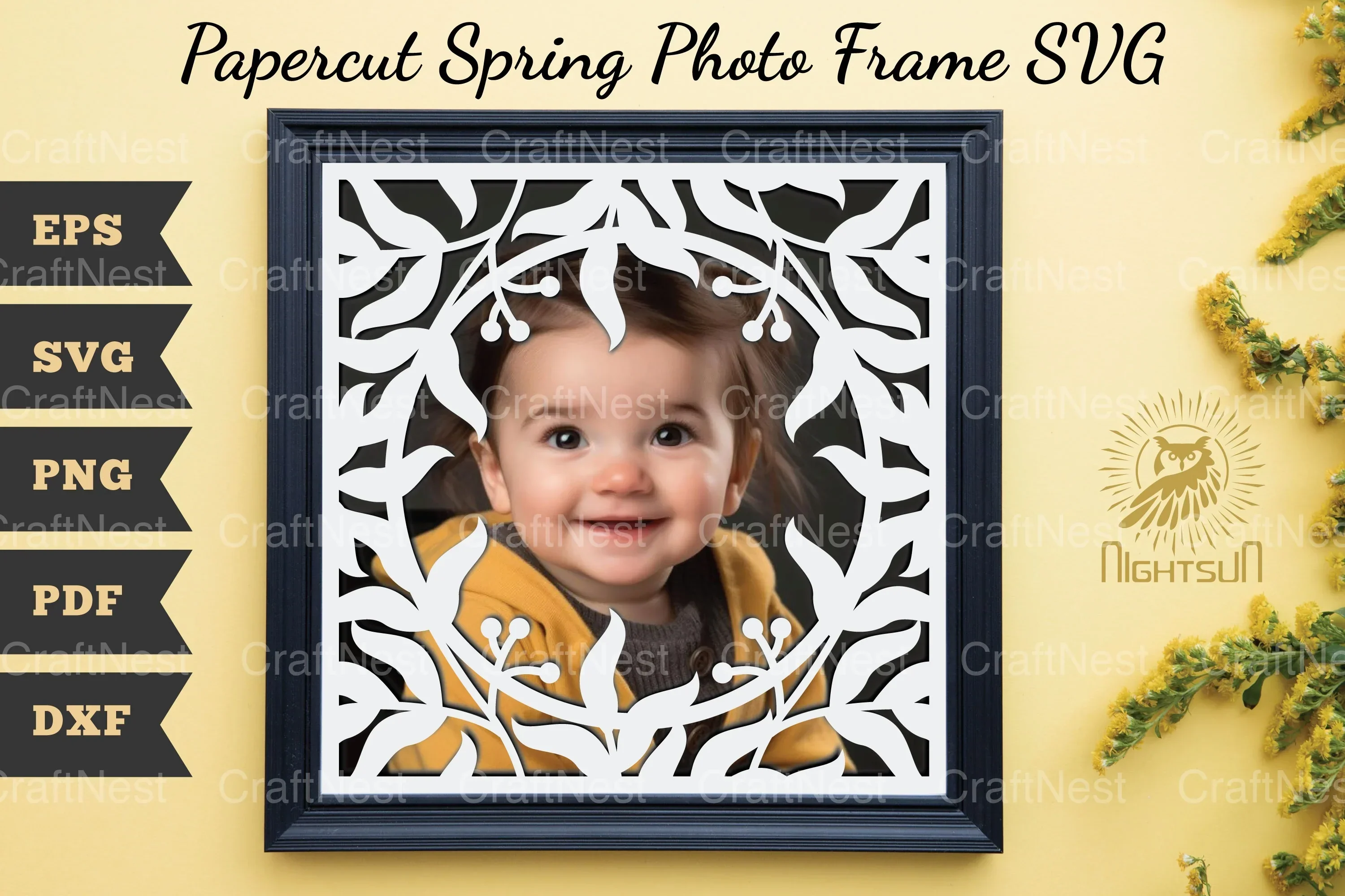 Papercut Spring Photo Frame SVG Bundle