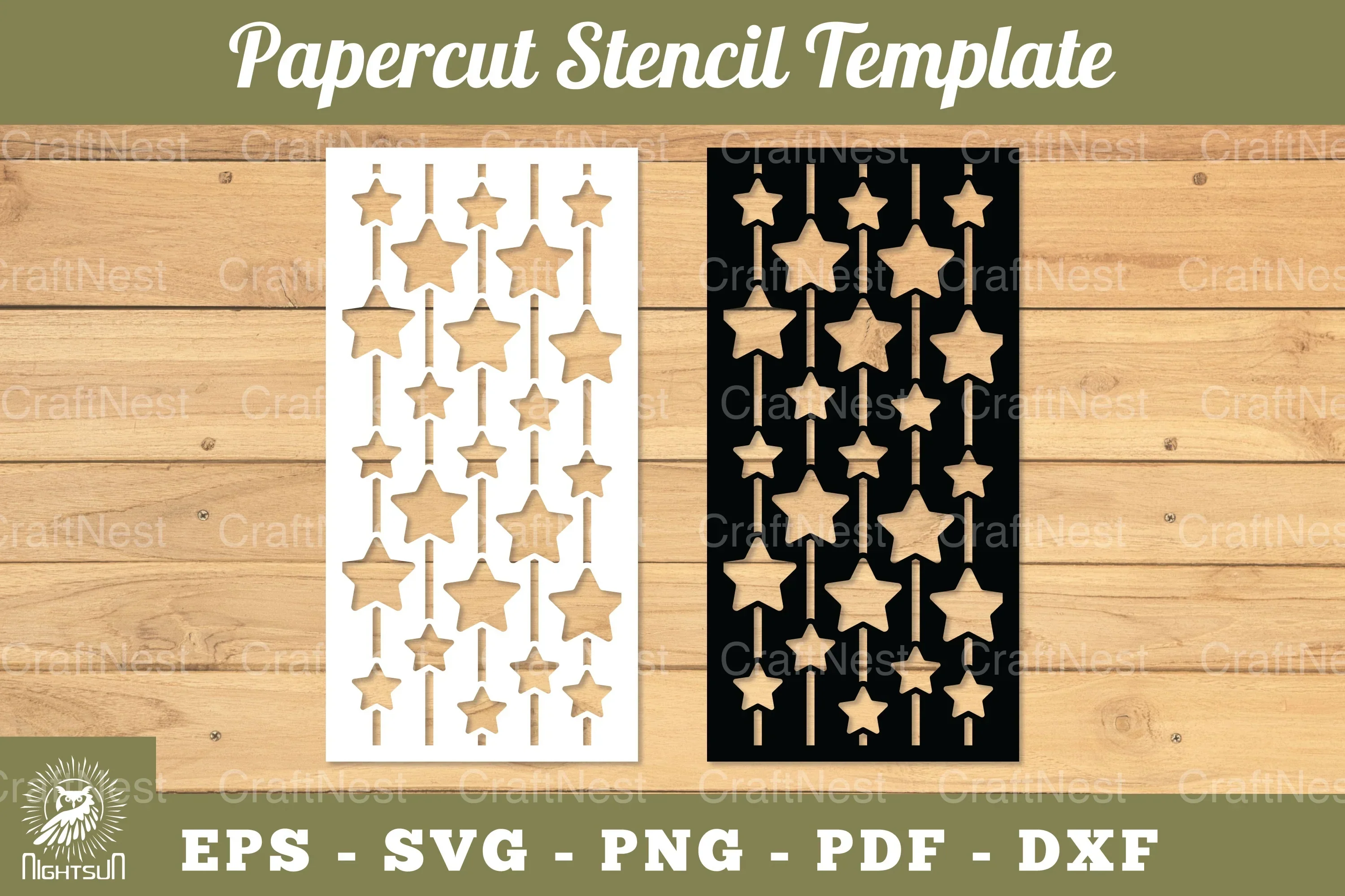 Papercut Stencil Stars Clipart Bundle