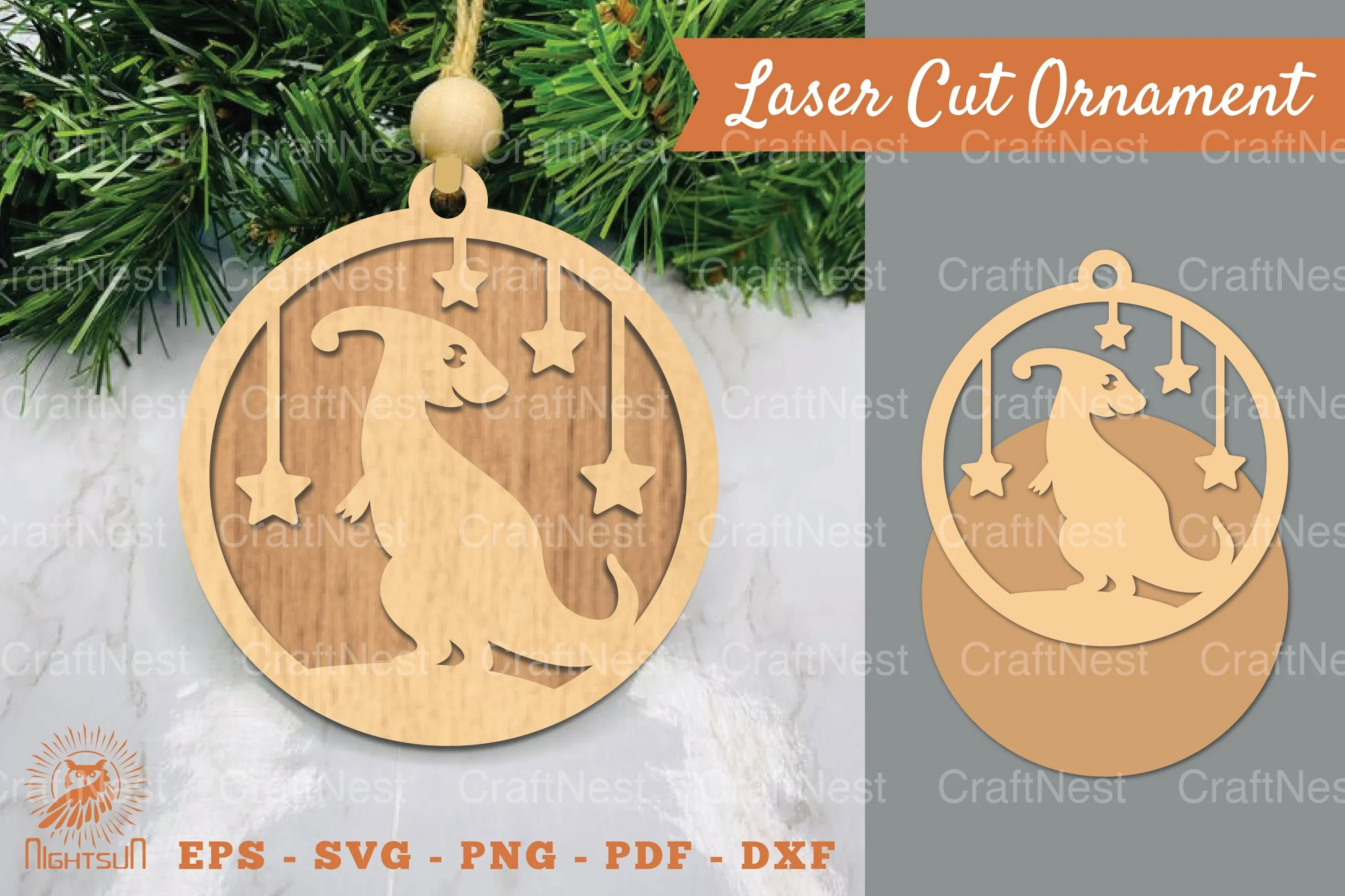 Parasaurolophus Laser Cut Ornament Clipart Bundle
