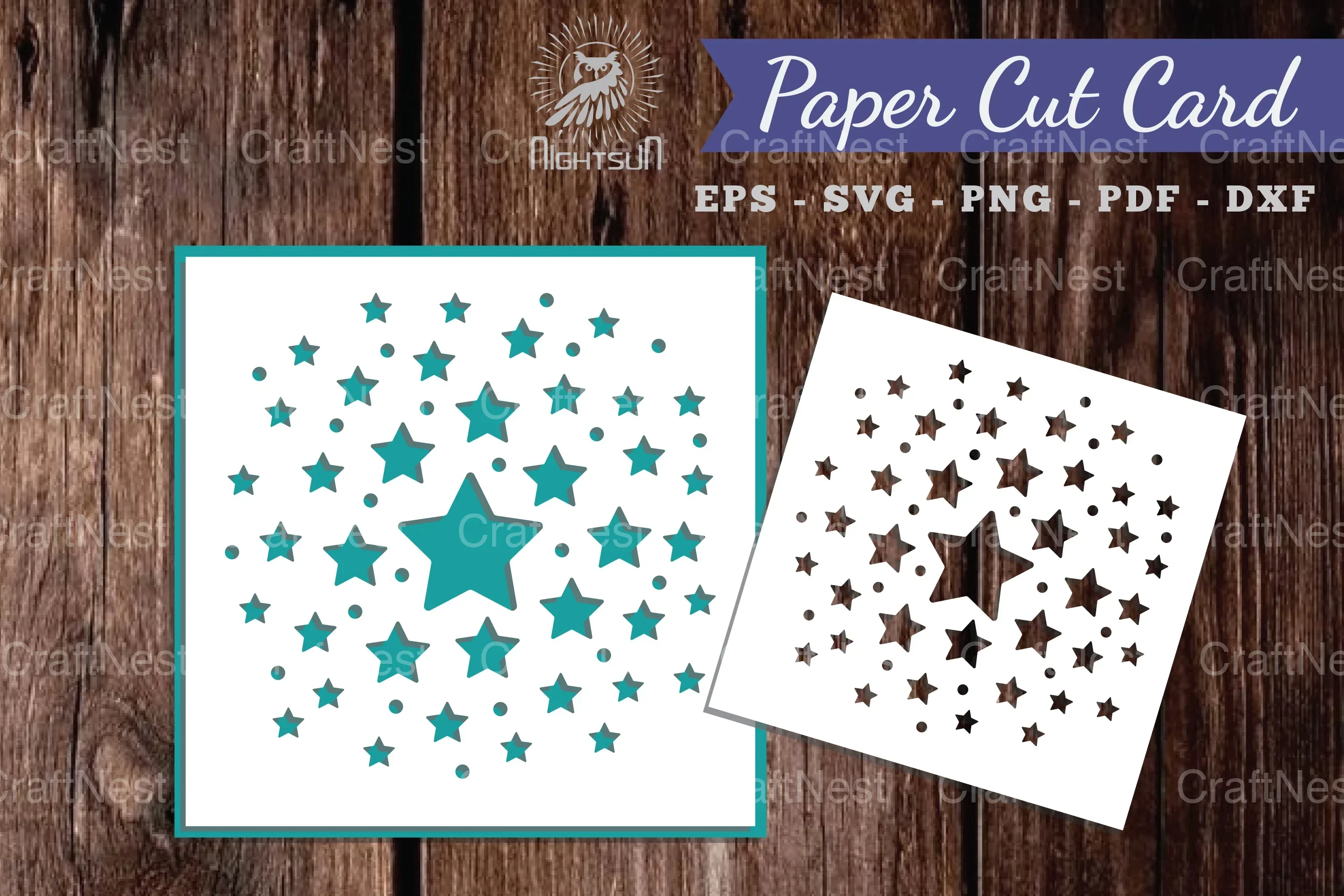 Parkling Stars Papercut Card SVG Design Bundle