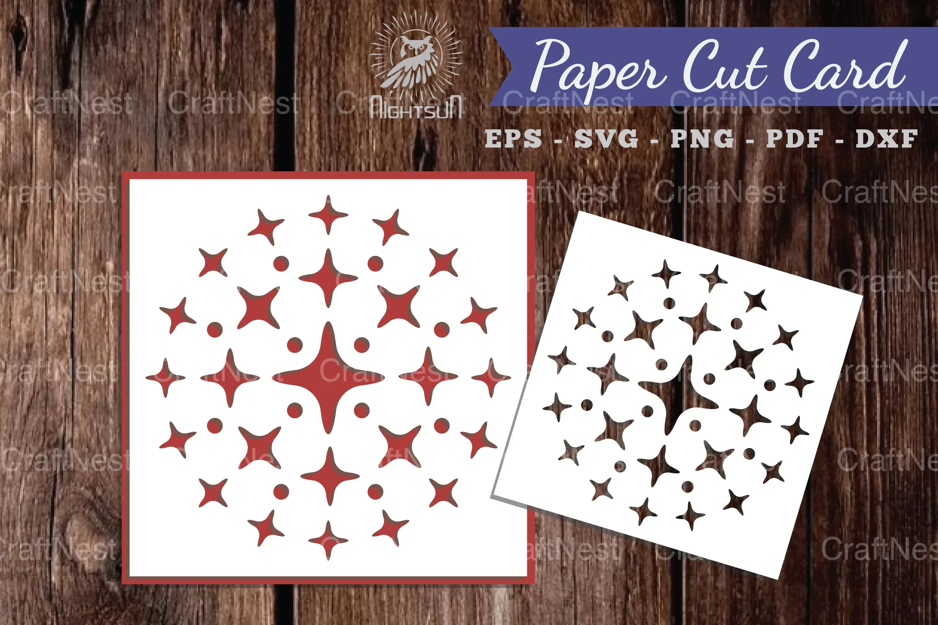 Parkling Stars Papercut Card SVG Design Bundle
