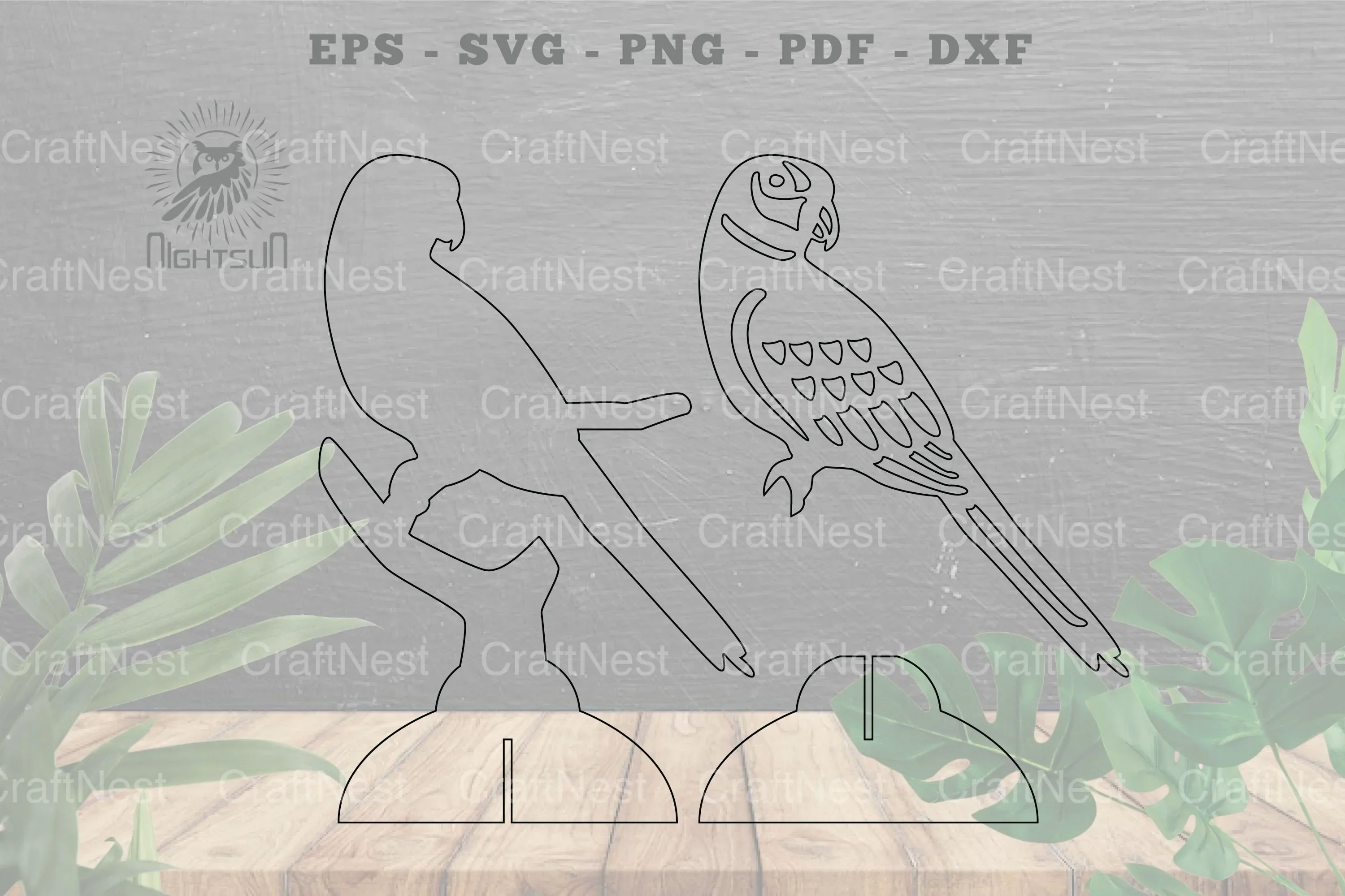 Parrot Laser Cut Home Decor Clipart Bundle - Image 2