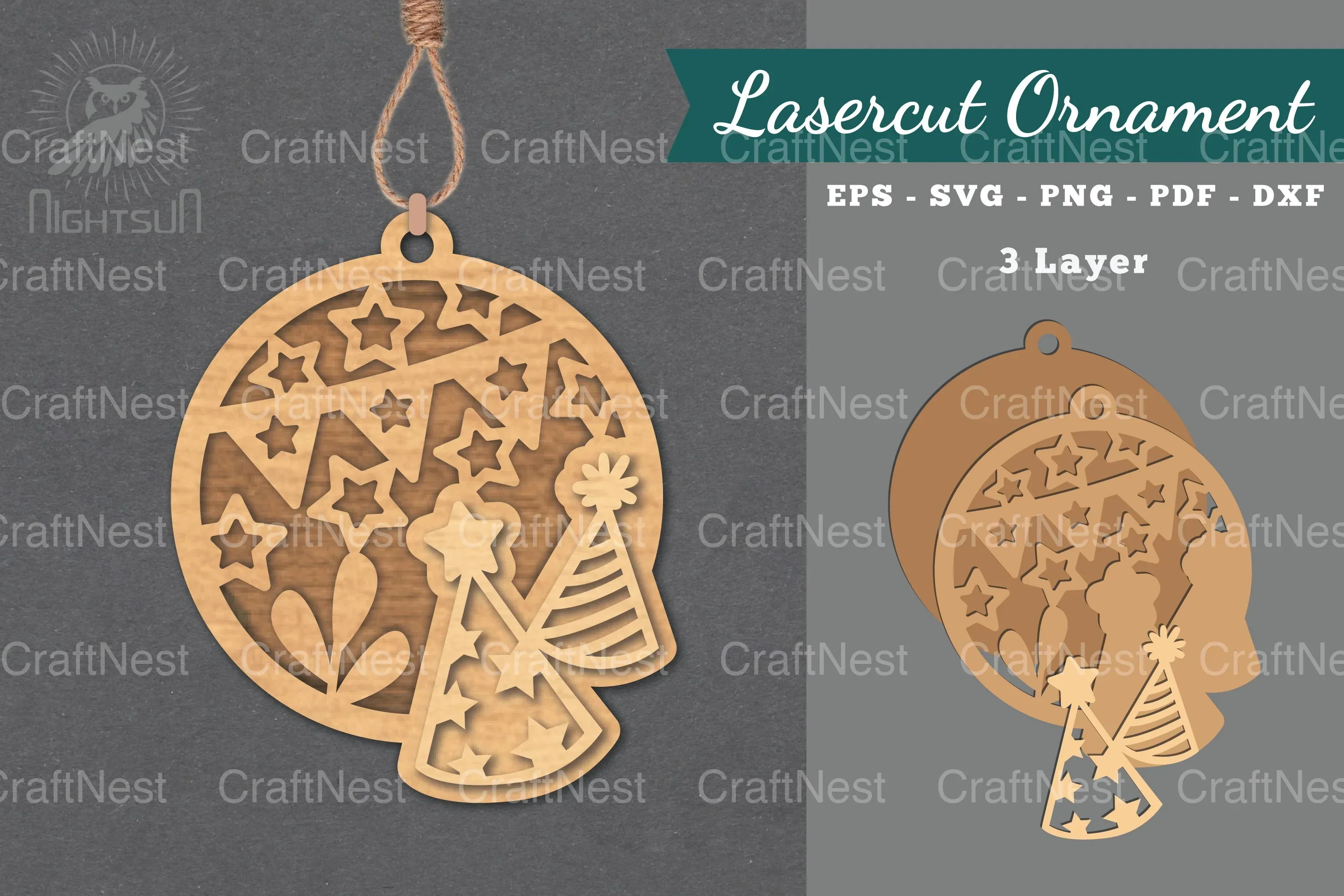 Party Hat Laser Cut Ornament Clipart Bundle
