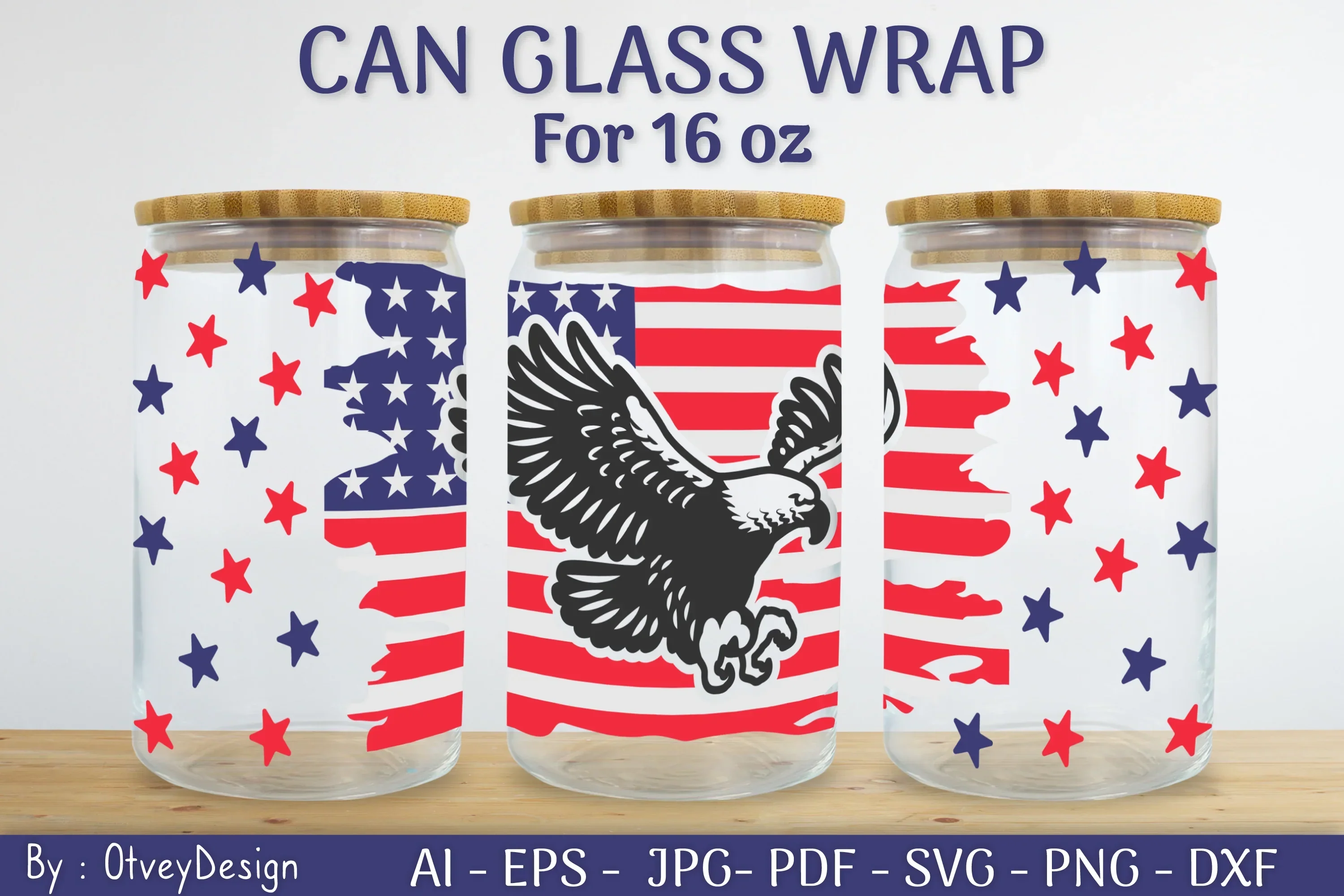 Patriotic 16 oz Can Glass SVG Bundle