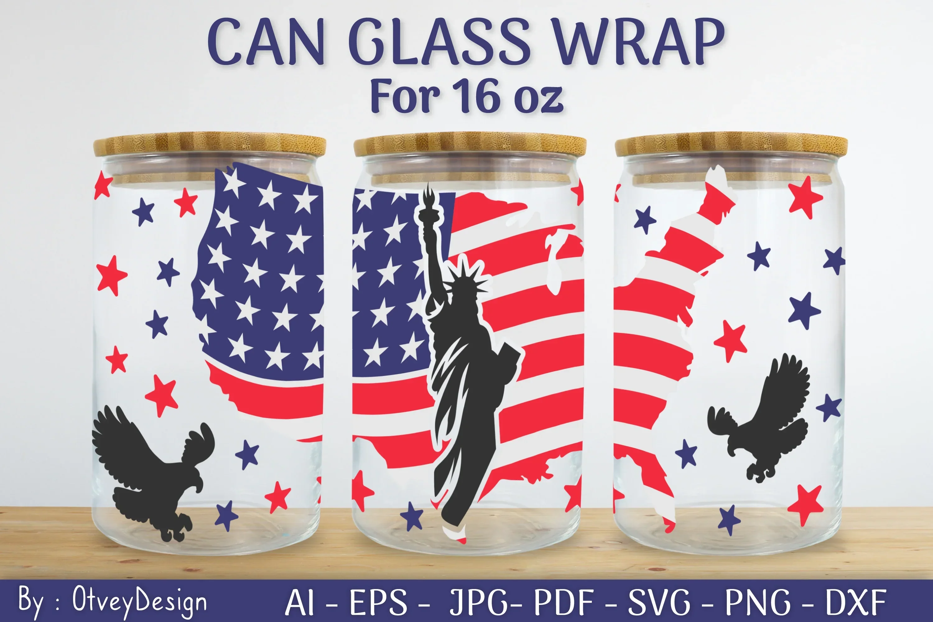 Patriotic 16 oz Can Glass Warp SVG Bundle