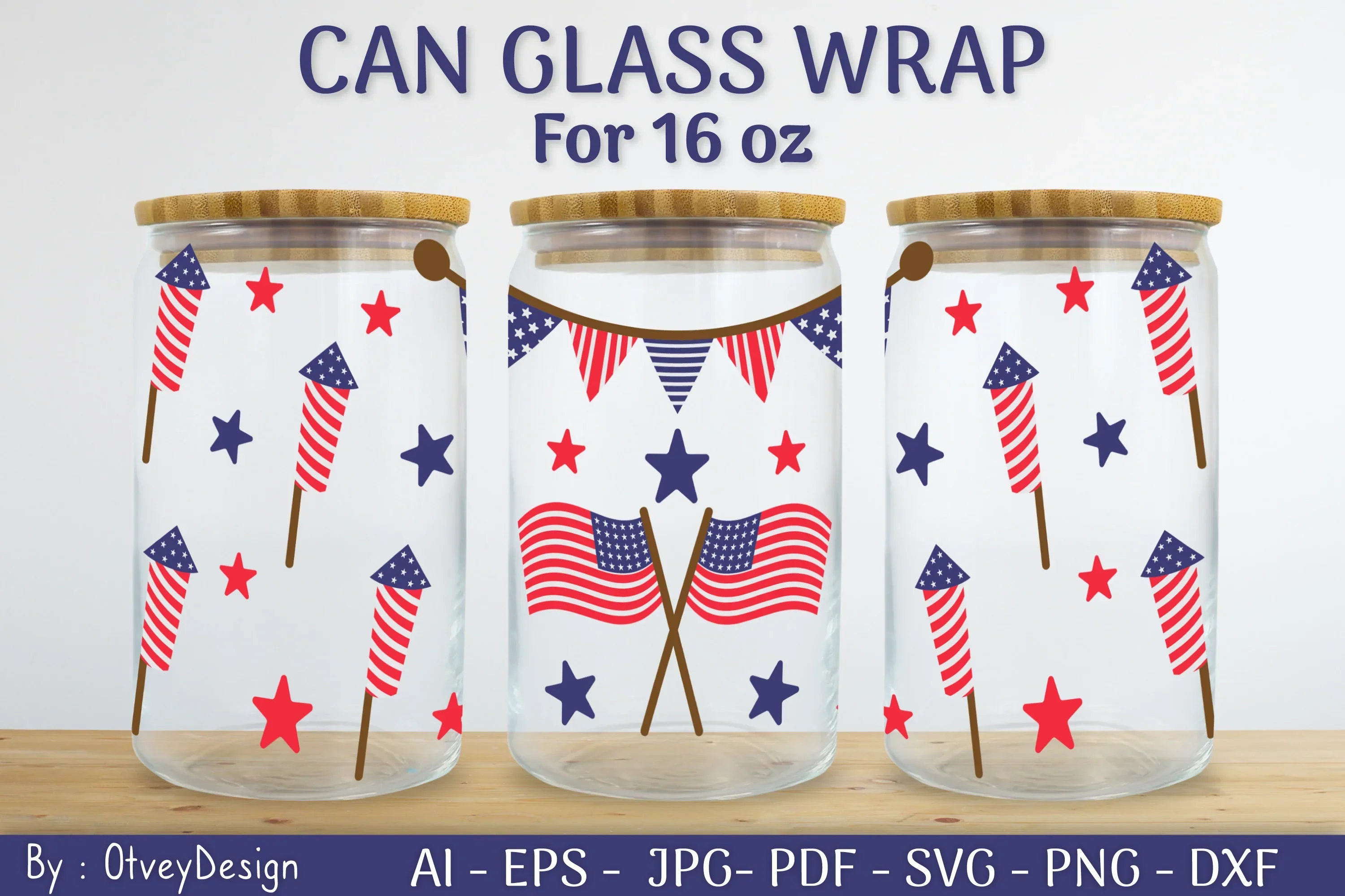 Patriotic 16 oz Can Glass Warp SVG Bundle - Image 2