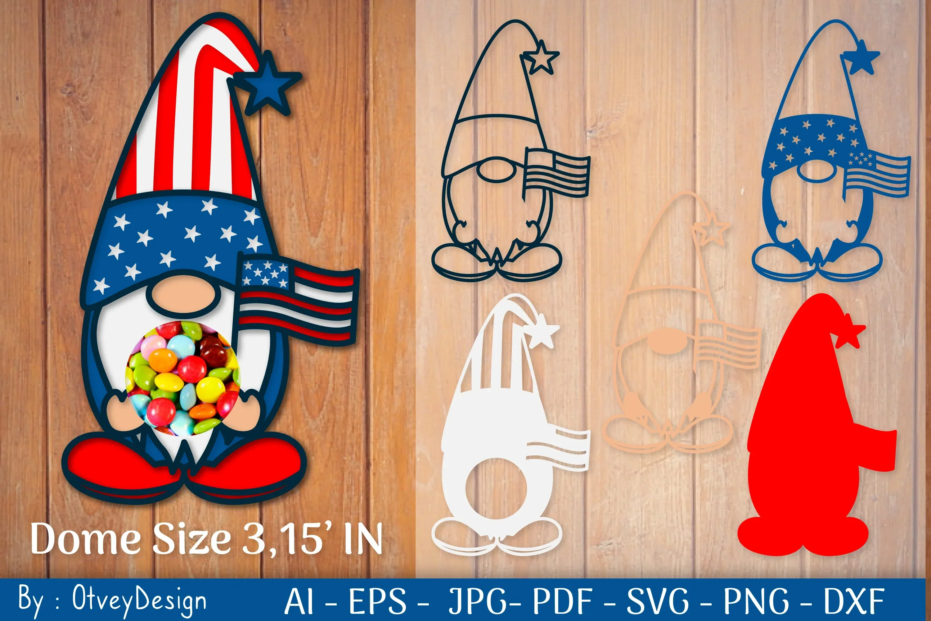 Patriotic 4th Of July Dome Layered SVG Bundle