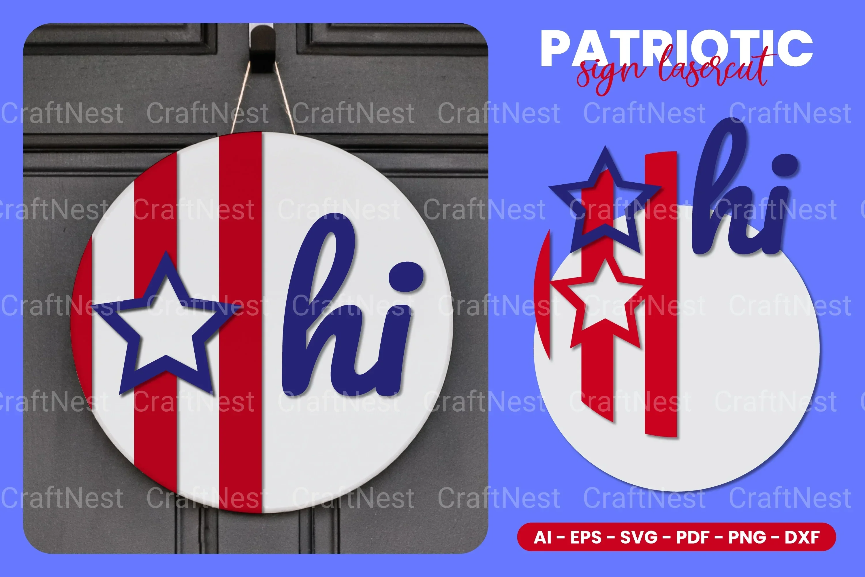 Patriotic Round Sign Laser Cut SVG Bundle