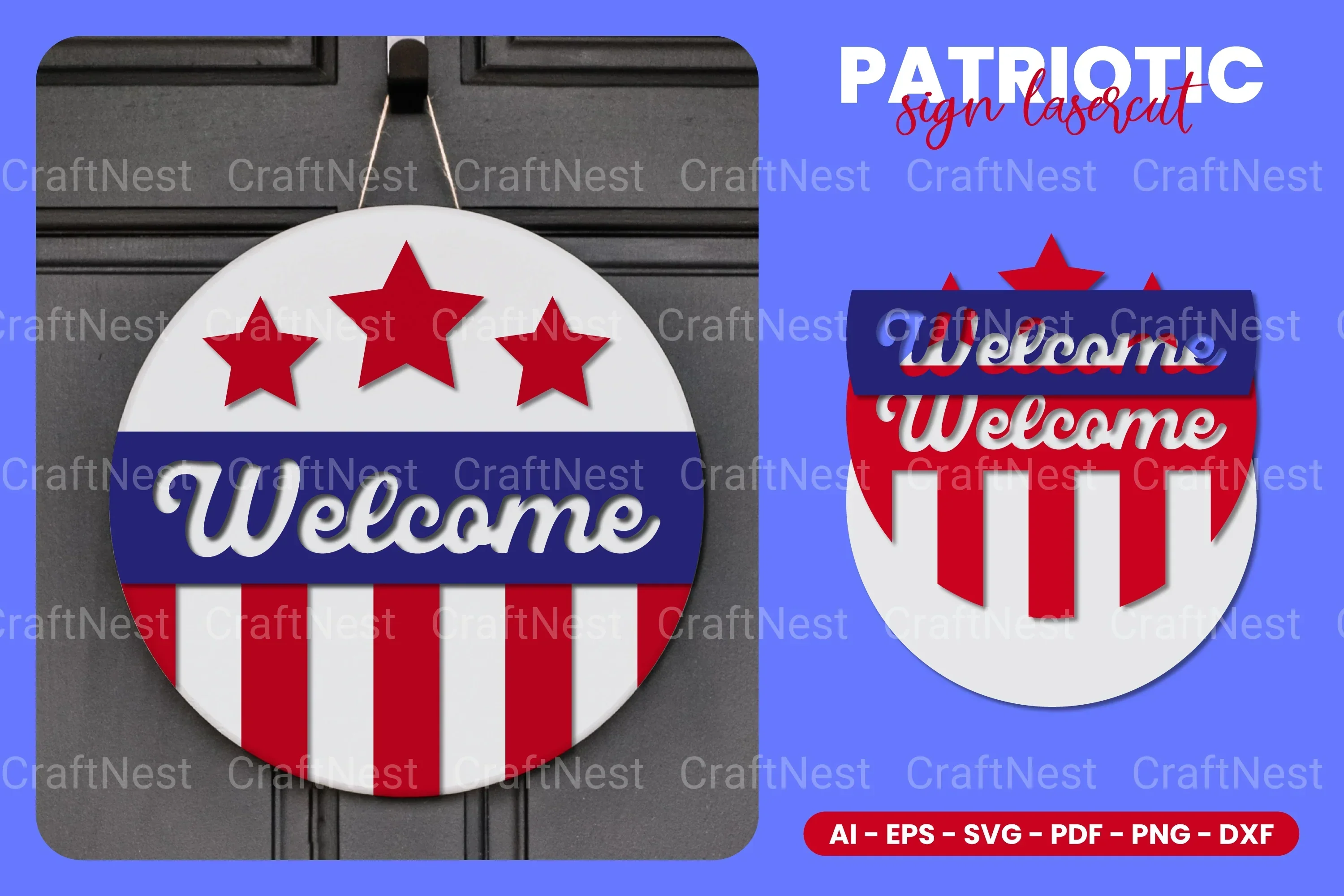 Patriotic Round Sign Laser Cut SVG Bundle
