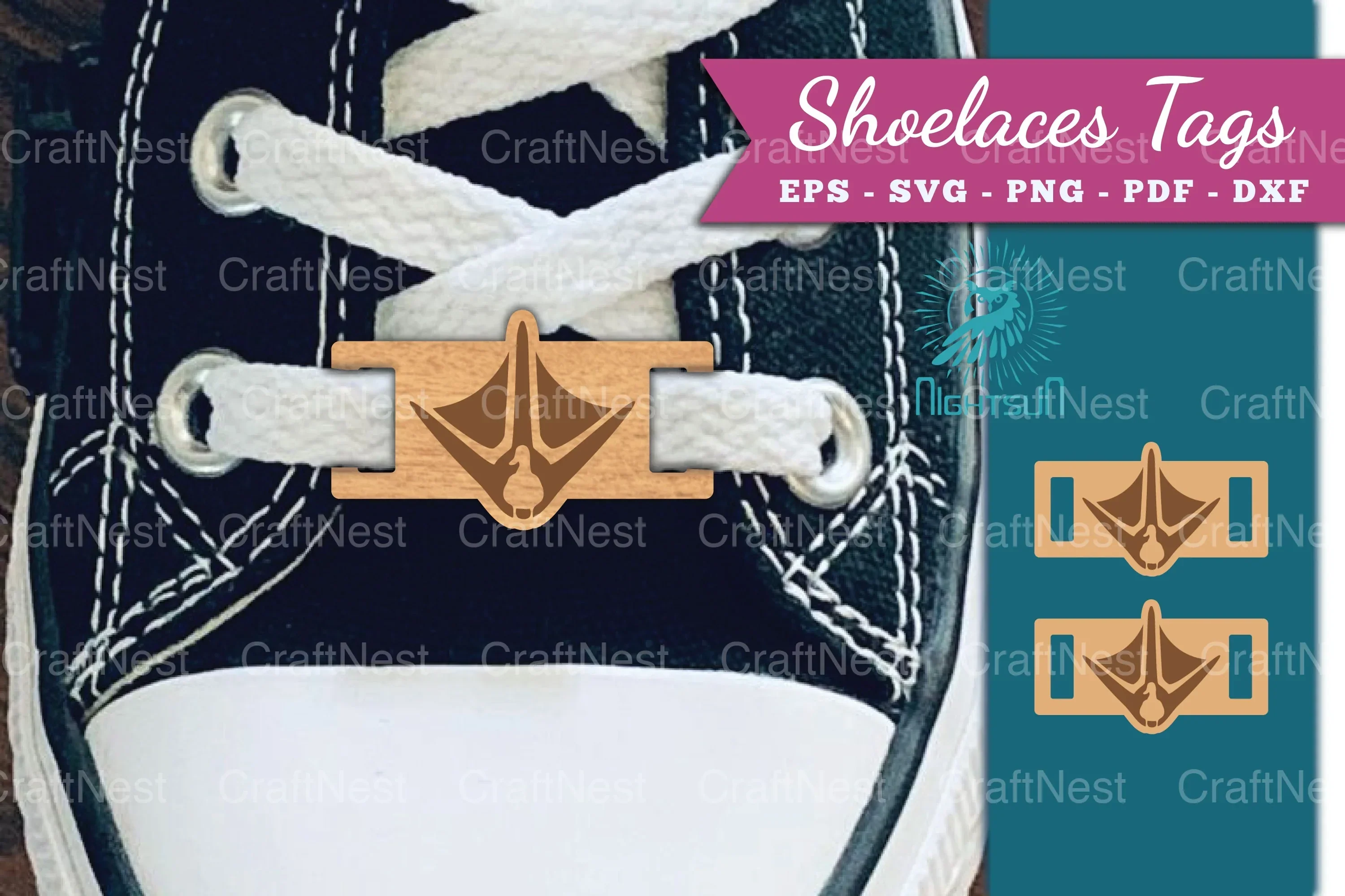 Paw Duck Shoelaces Tags Laser Cut Clipart Bundle