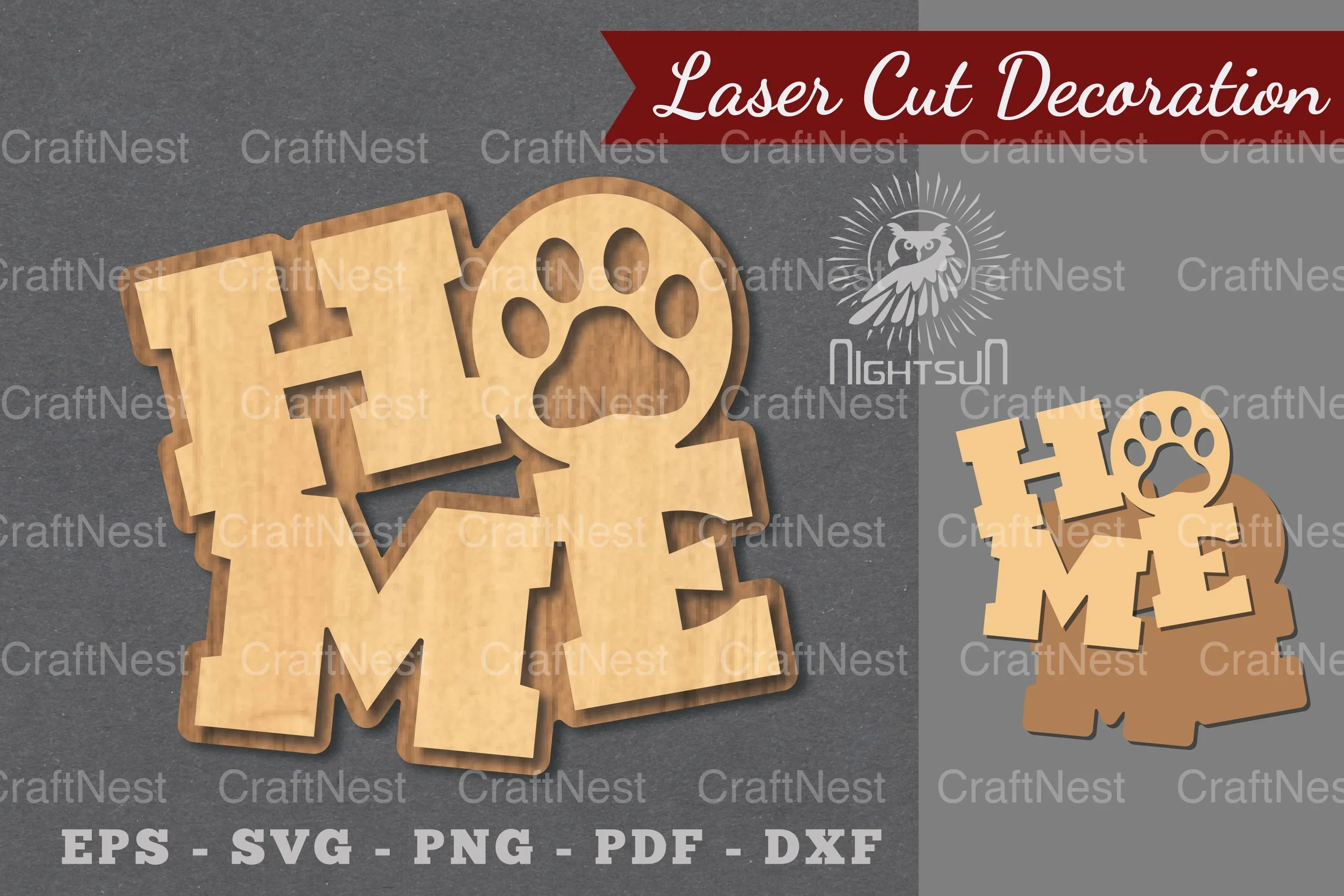 Paw Home Laser Cut Decoration Clipart Bundle