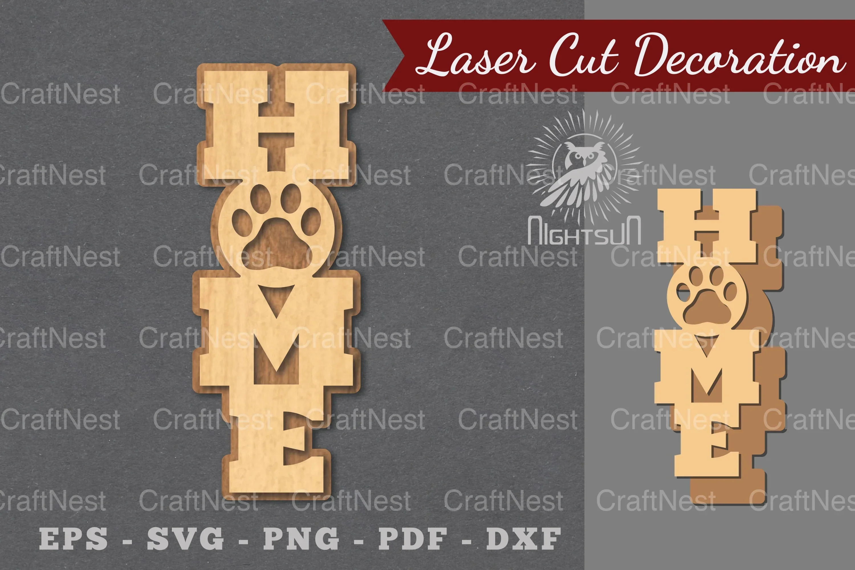 Paw Home Laser Cut Decoration Clipart Bundle