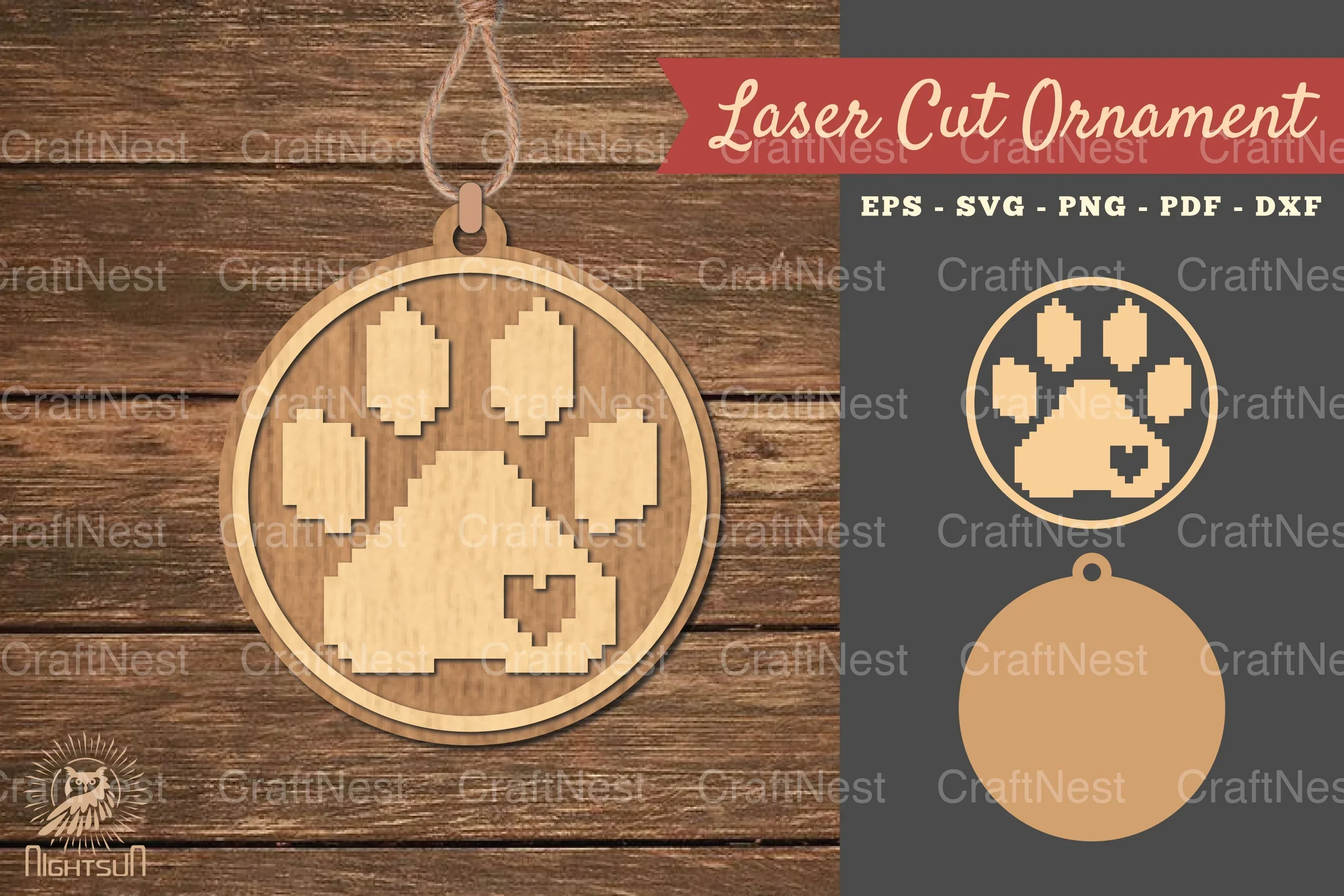Paw Laser Cut Ornament Clipart Bundle